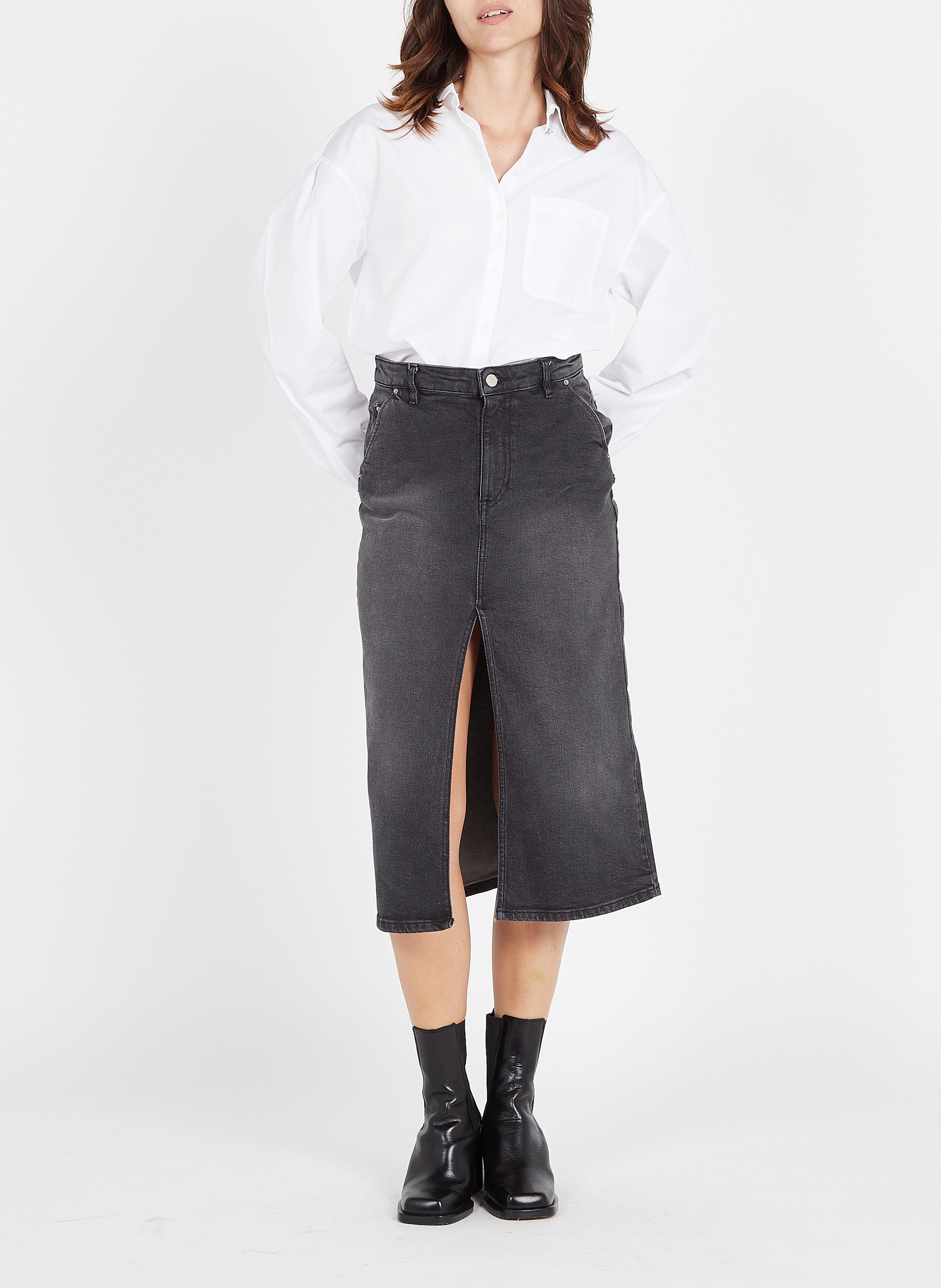 Cotton shirt with classic collar ONE STEP White