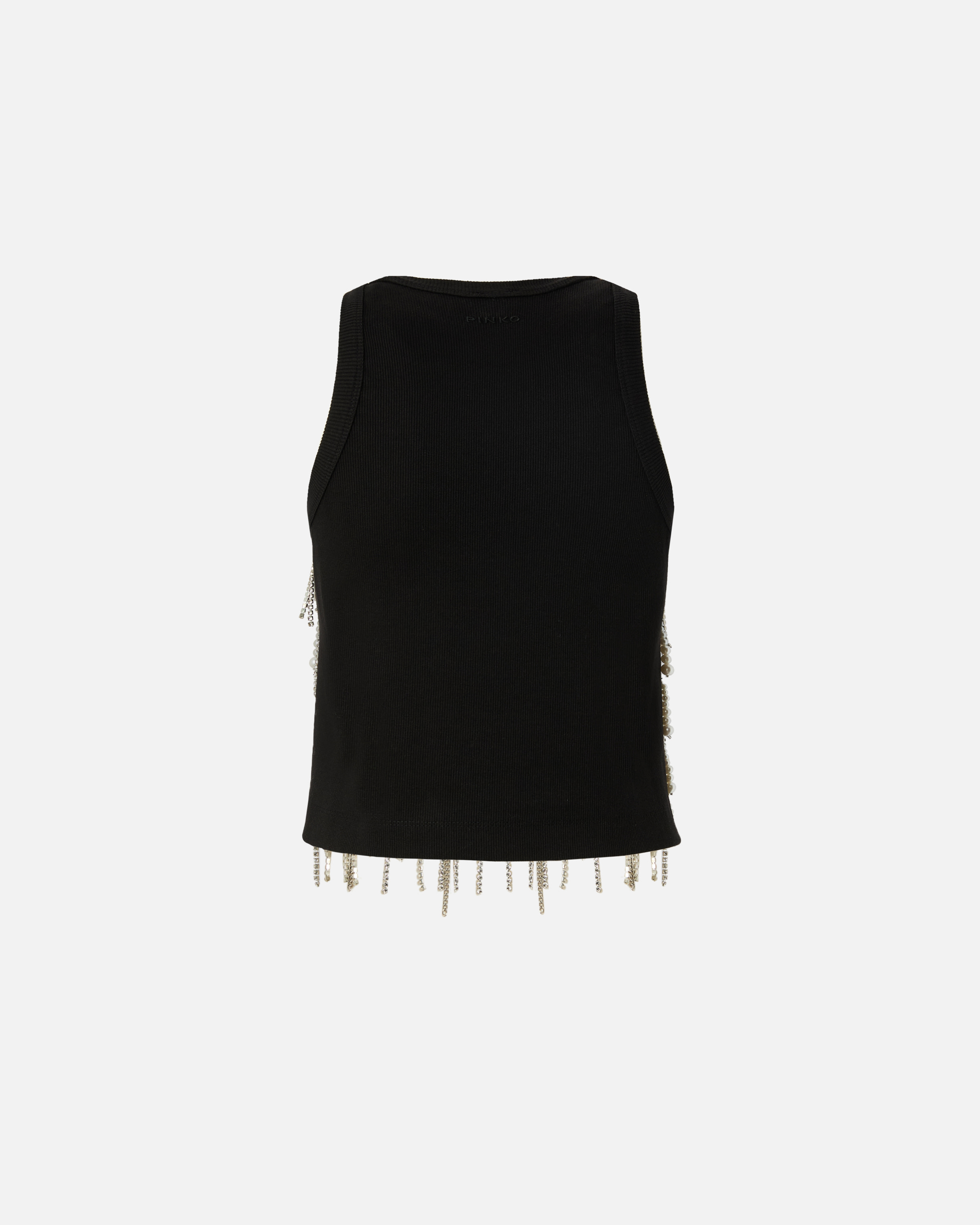 Top with rhinestones and chain jewelry PINKO Black