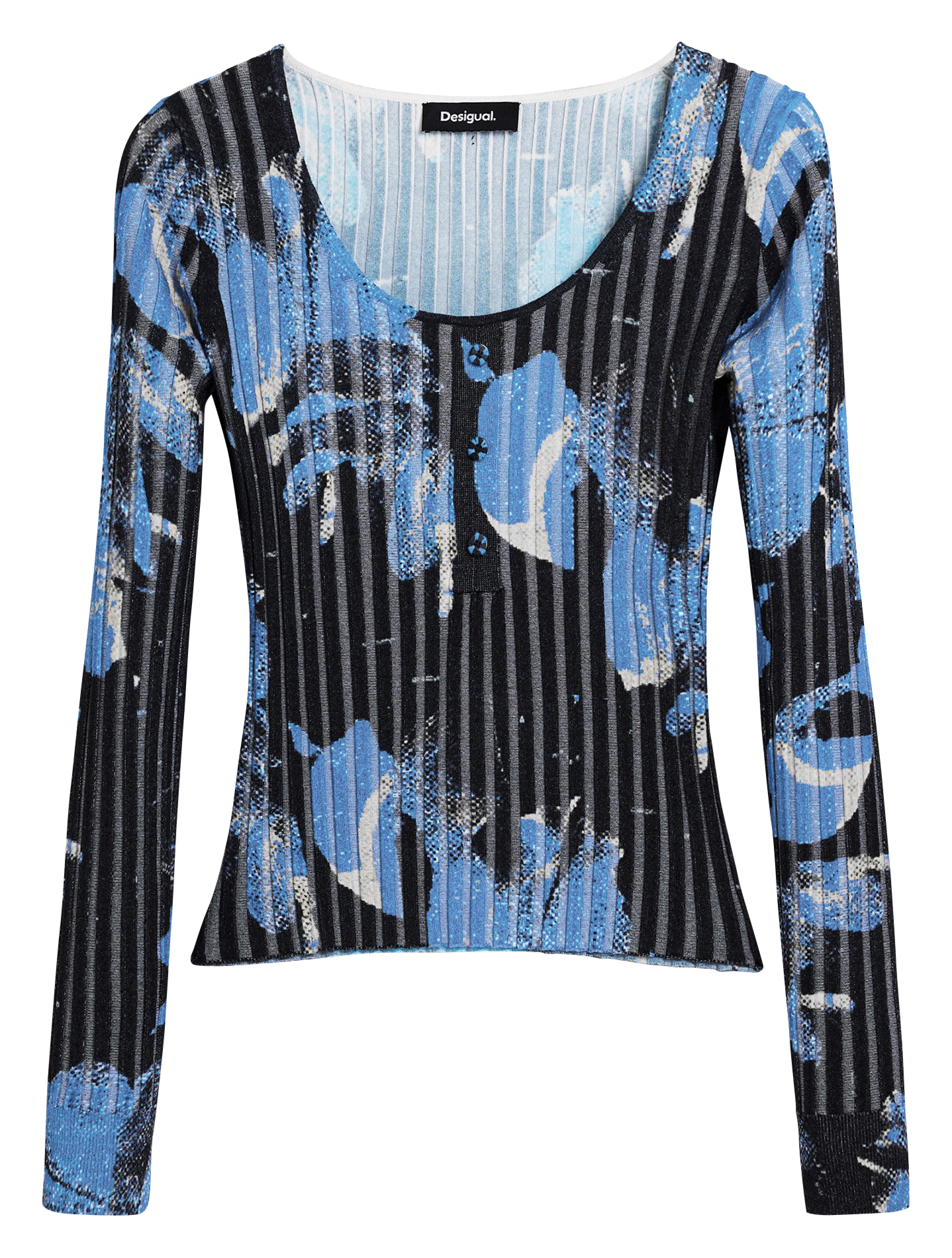 Bedruckter Rundhalspullover DESIGUAL Blau