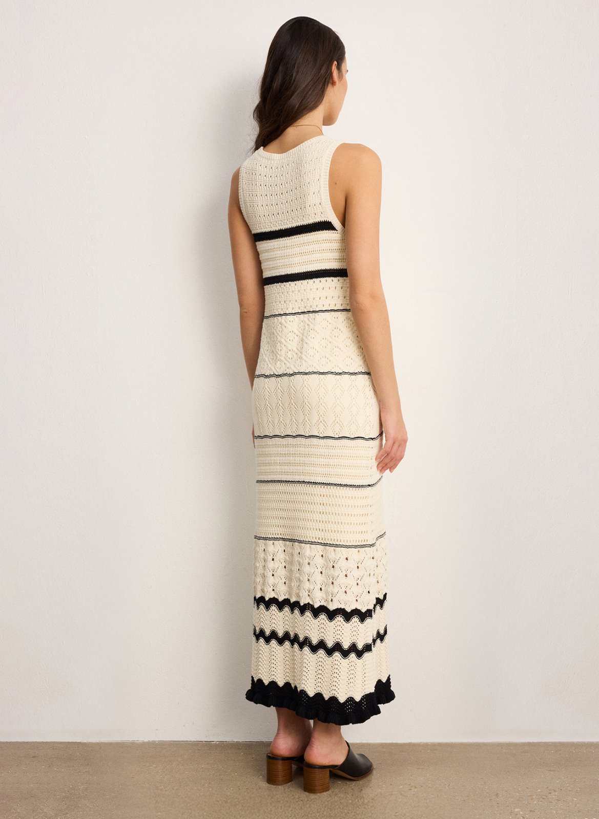 Langes Baumwollkleid mit Rundhalsausschnitt PABLO Beige