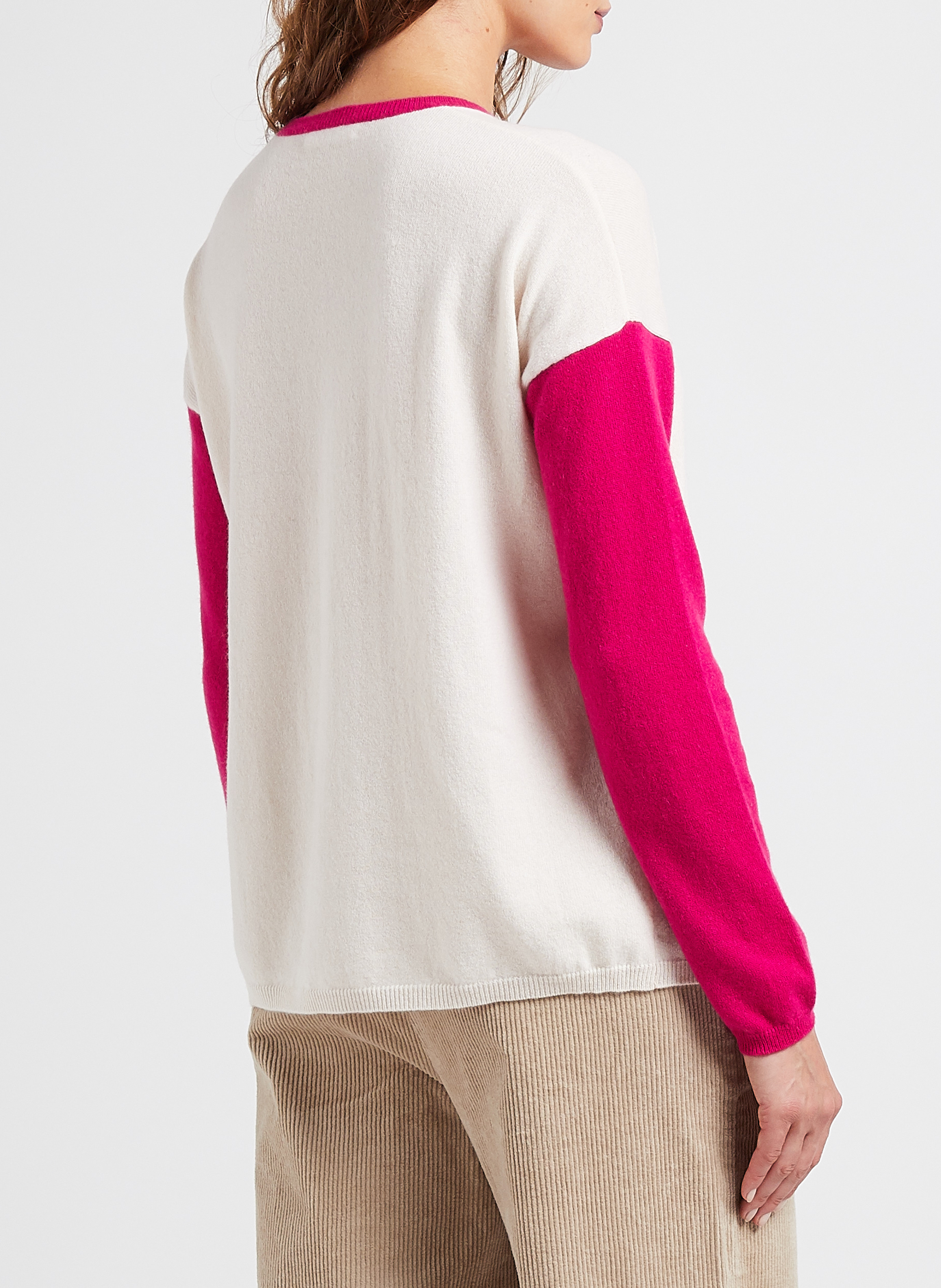 Ruimvallende trui van kasjmier met ronde hals MAJESTIC FILATURES Veelkleurig