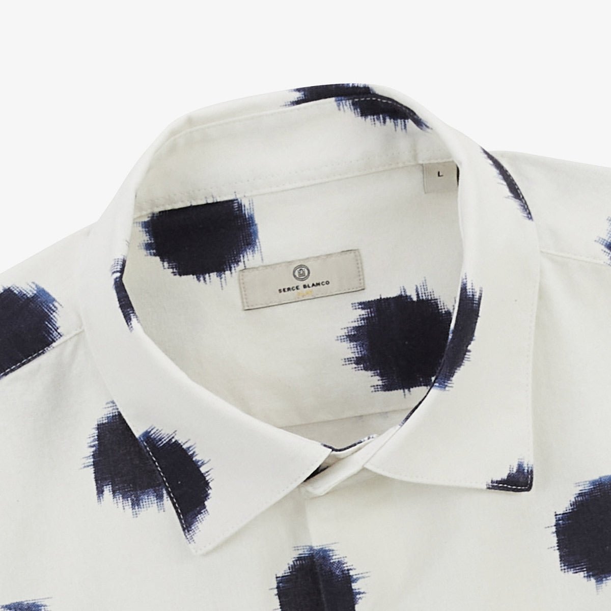 <p>Long-sleeve cotton shirt with large polka dot print</p> SERGE BLANCO White