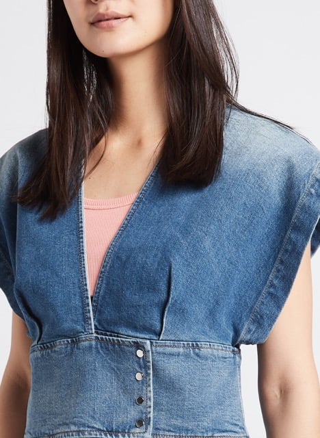 Top court col V en denim stretch  IRO Bleu