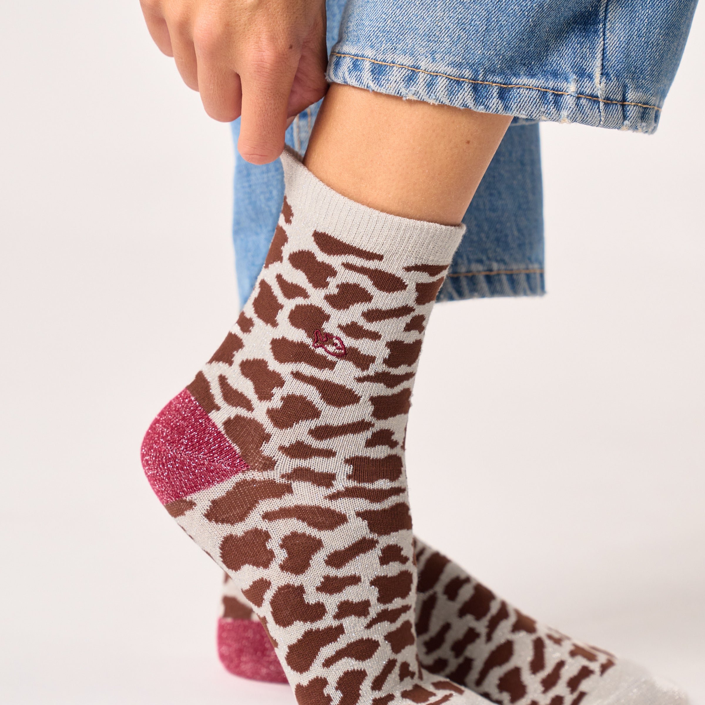 Combed Cotton Cow Socks Brown