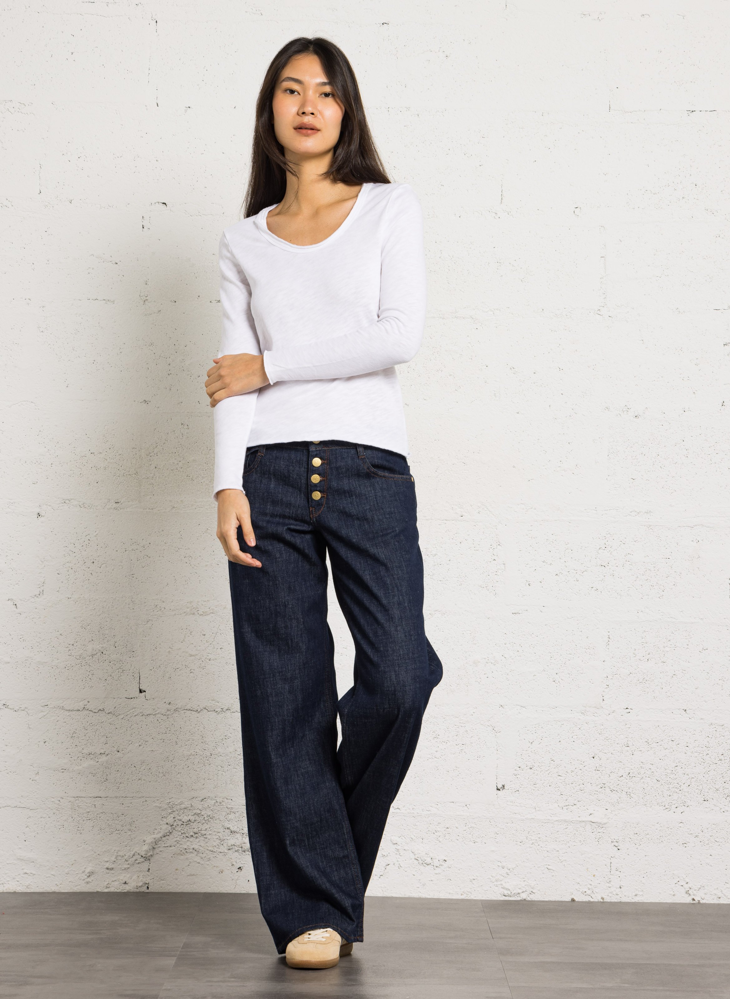 Tee-shirt droit col rond en coton AMERICAN VINTAGE Blanc