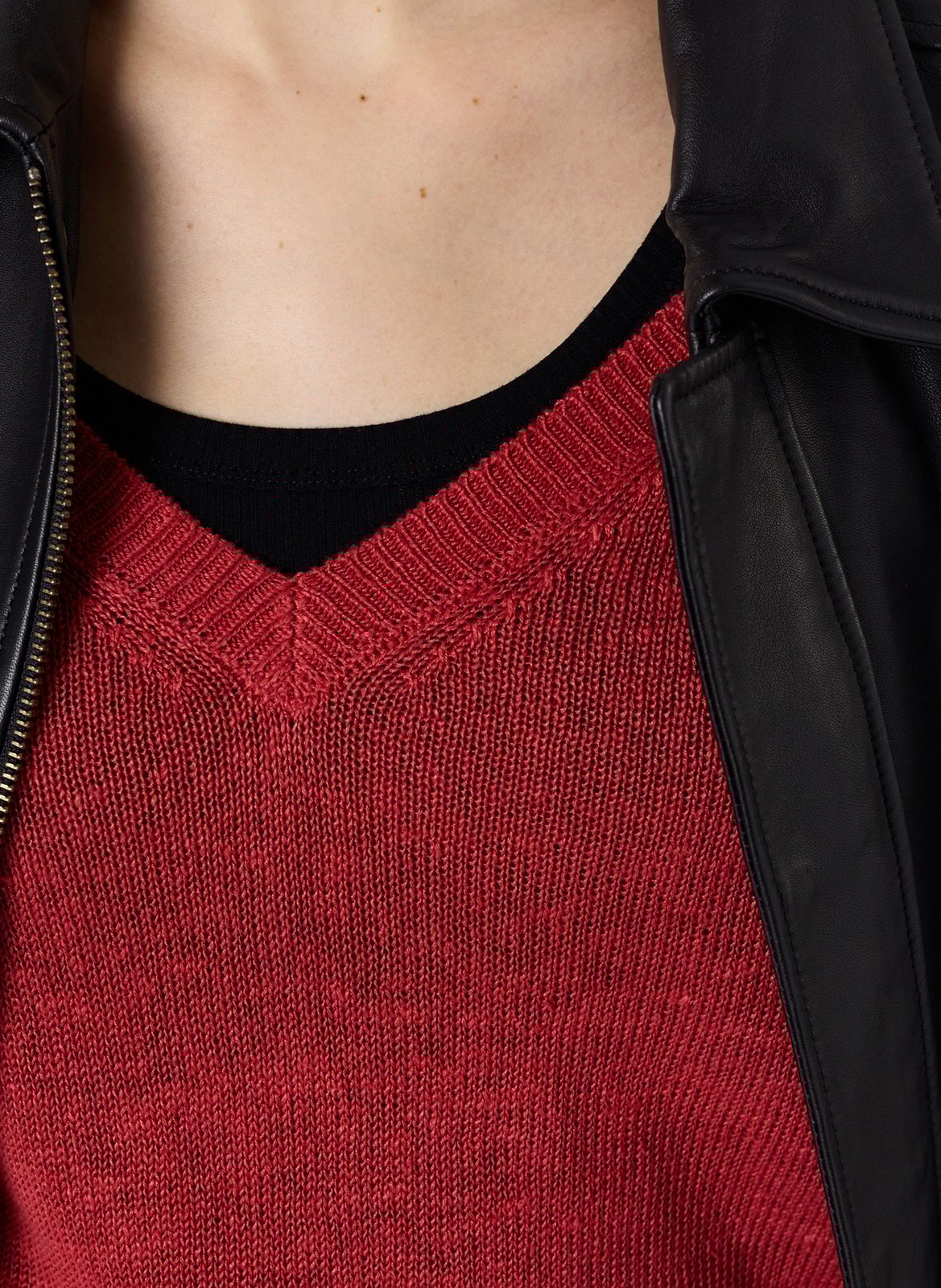 Leinenpullover mit V-Ausschnitt GERARD DAREL Rot