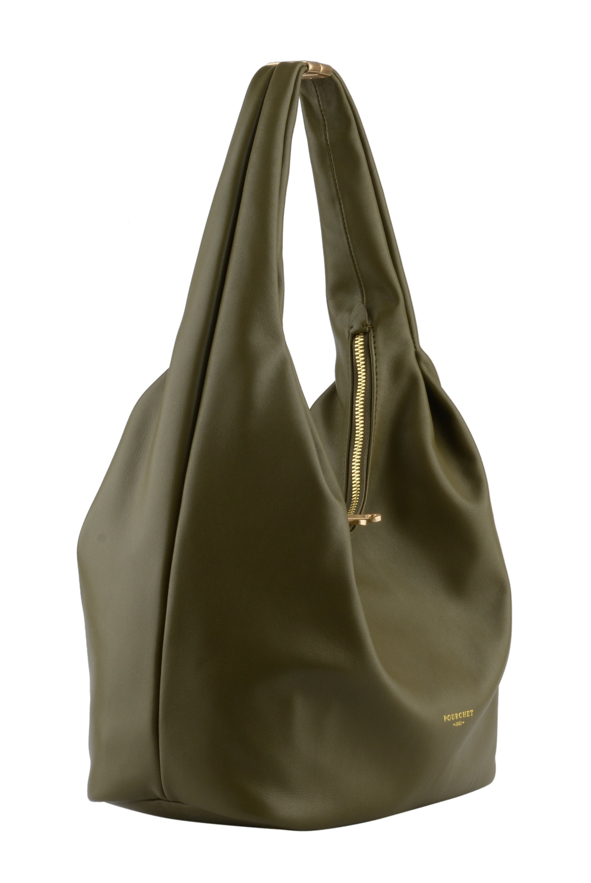 Calfskin leather shoulder bag Khaki