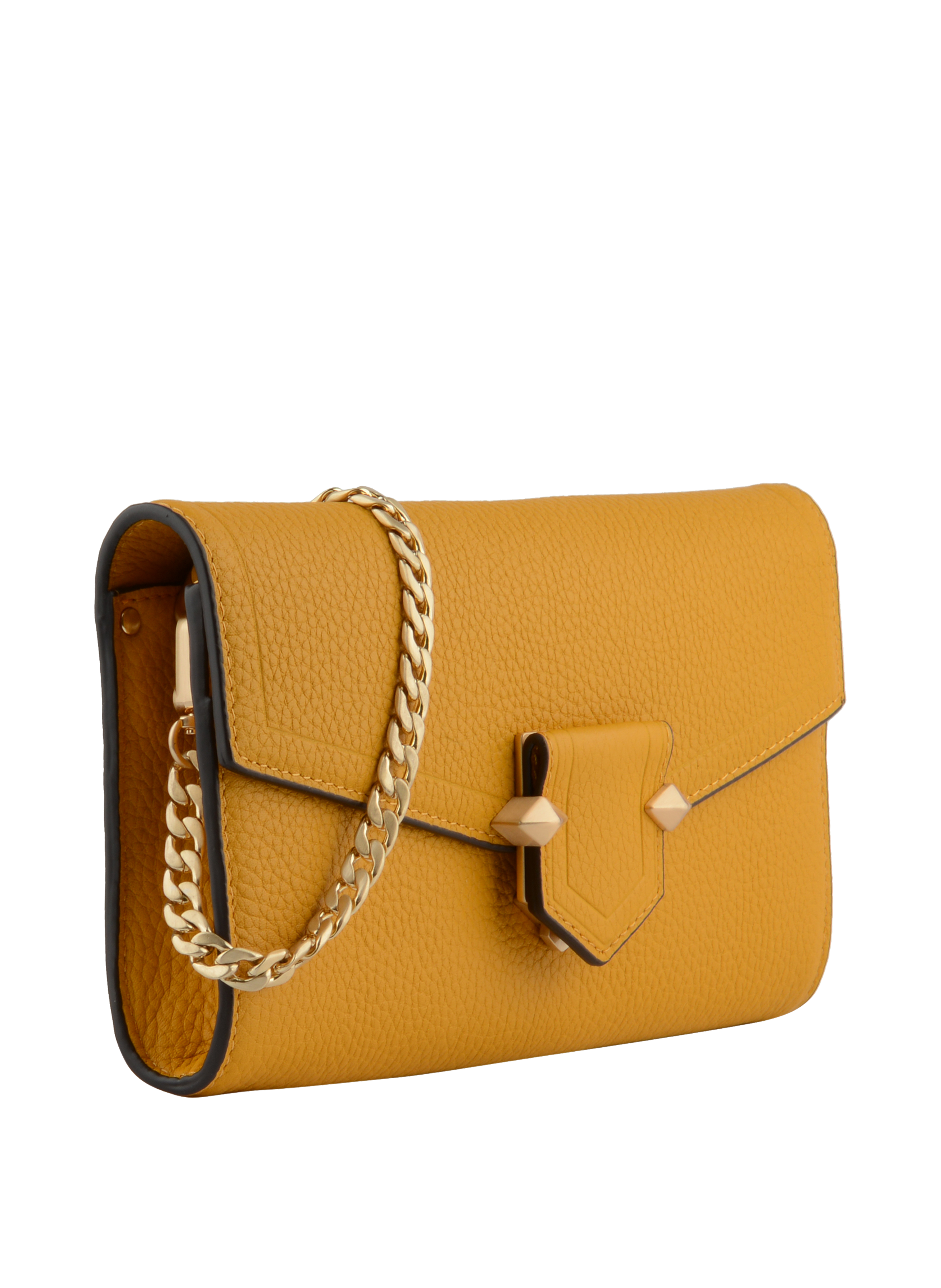 Calfskin leather shoulder bag POURCHET Orange