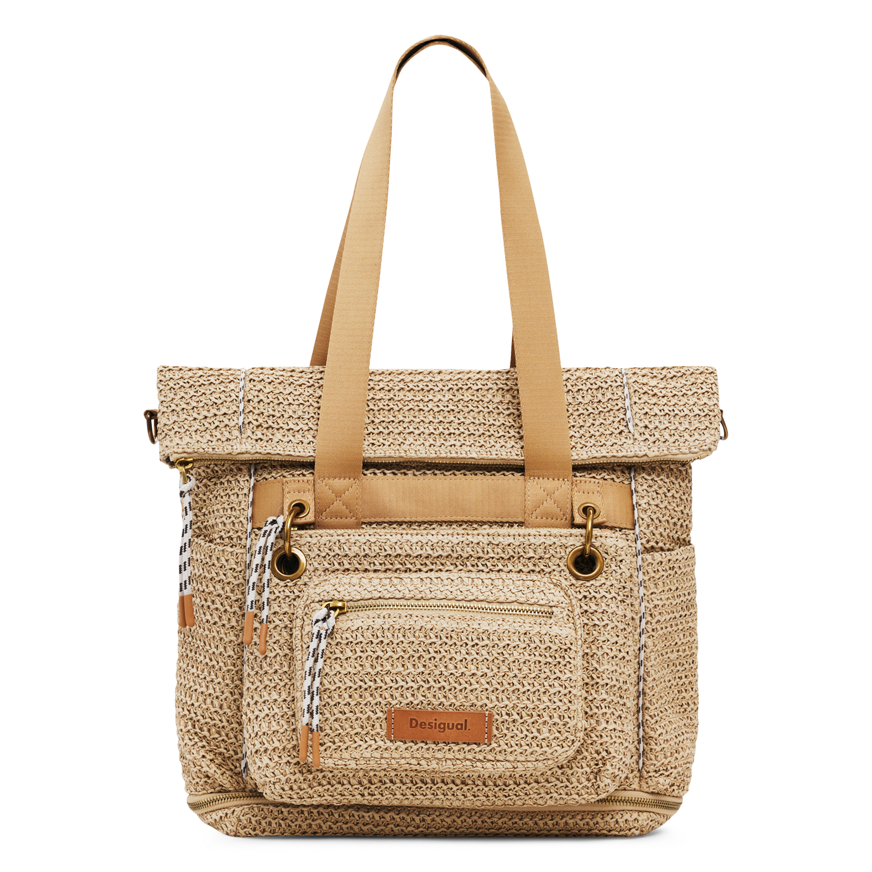 Modular raffia handbag DESIGUAL White