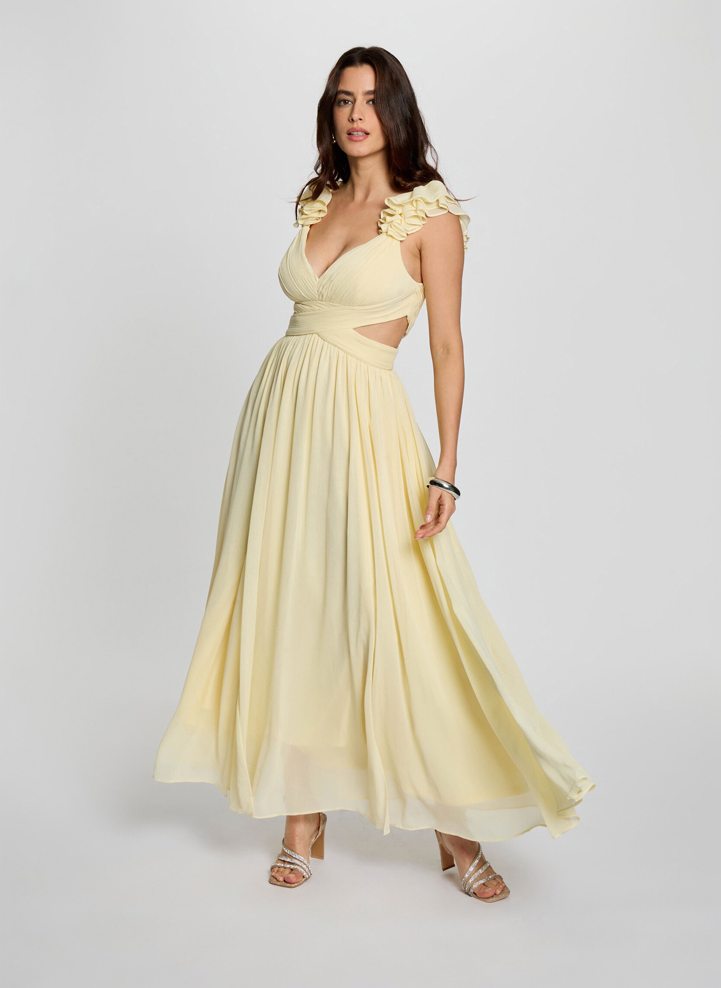 Langes Kleid mit V-Ausschnitt MORGAN