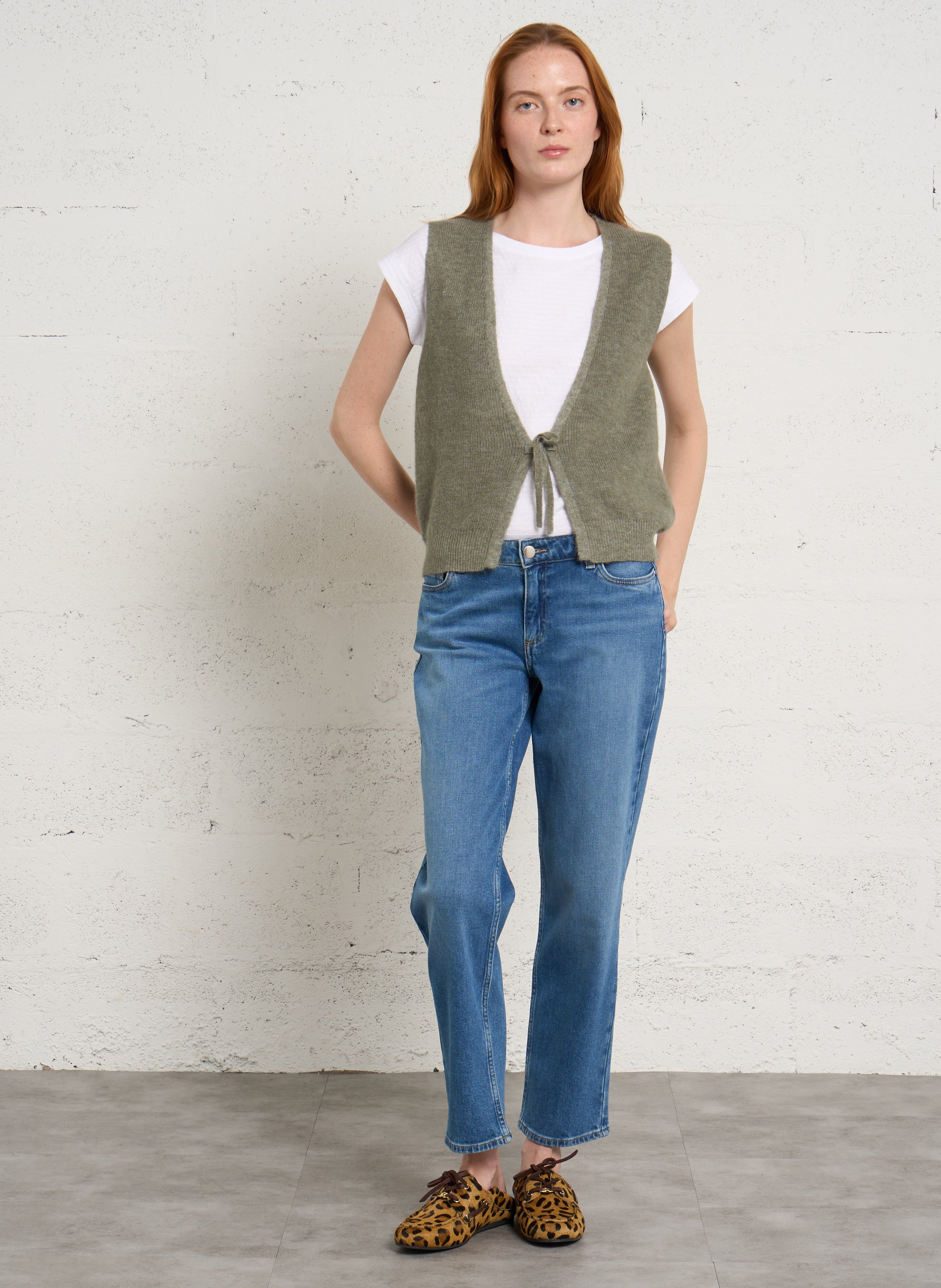 Gilet sans manches en laine mélangée MAISON 123 Vert