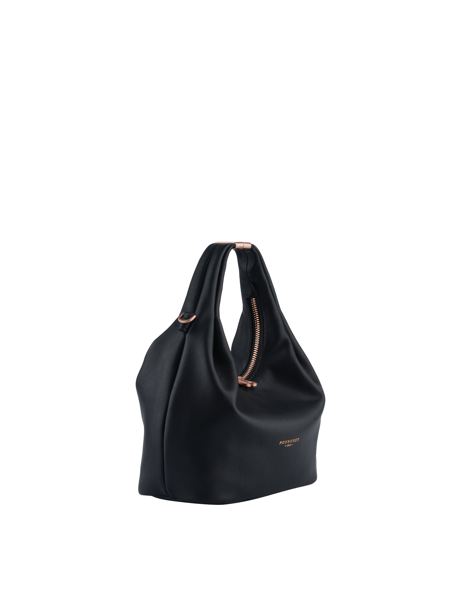 Sac porté main en cuir de vachette POURCHET Bleu