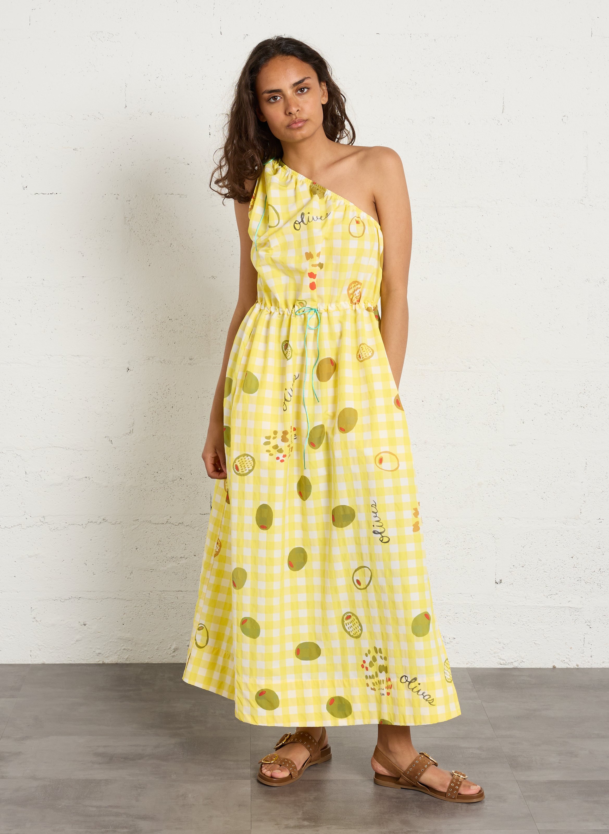 Sandales plates en cuir velours  COSMOPARIS Marron