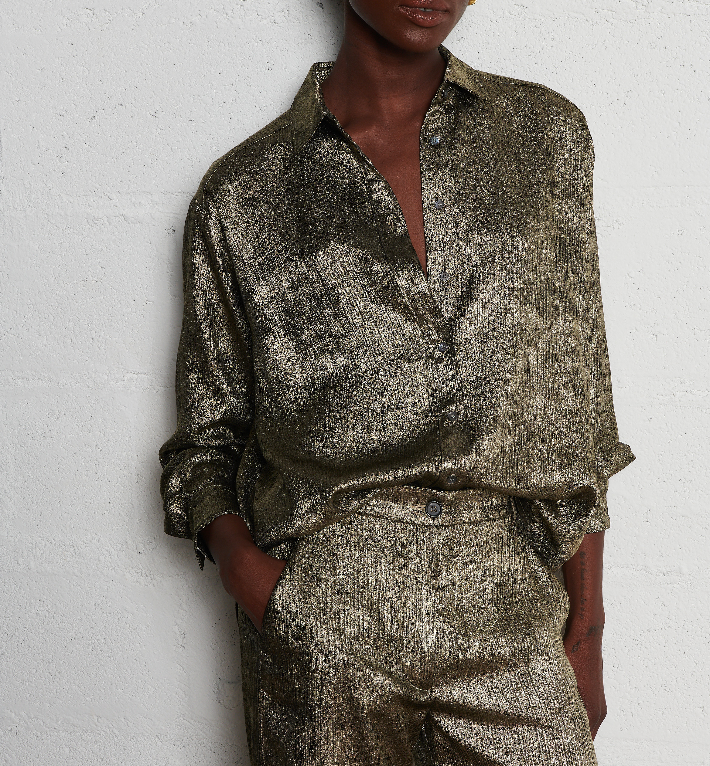 Metallic straight-leg pants HARTFORD Golden