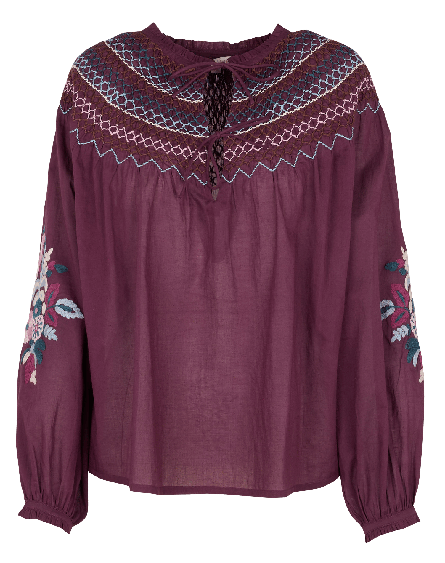 Embroidered organic cotton blouse LOUISE MISHA Red