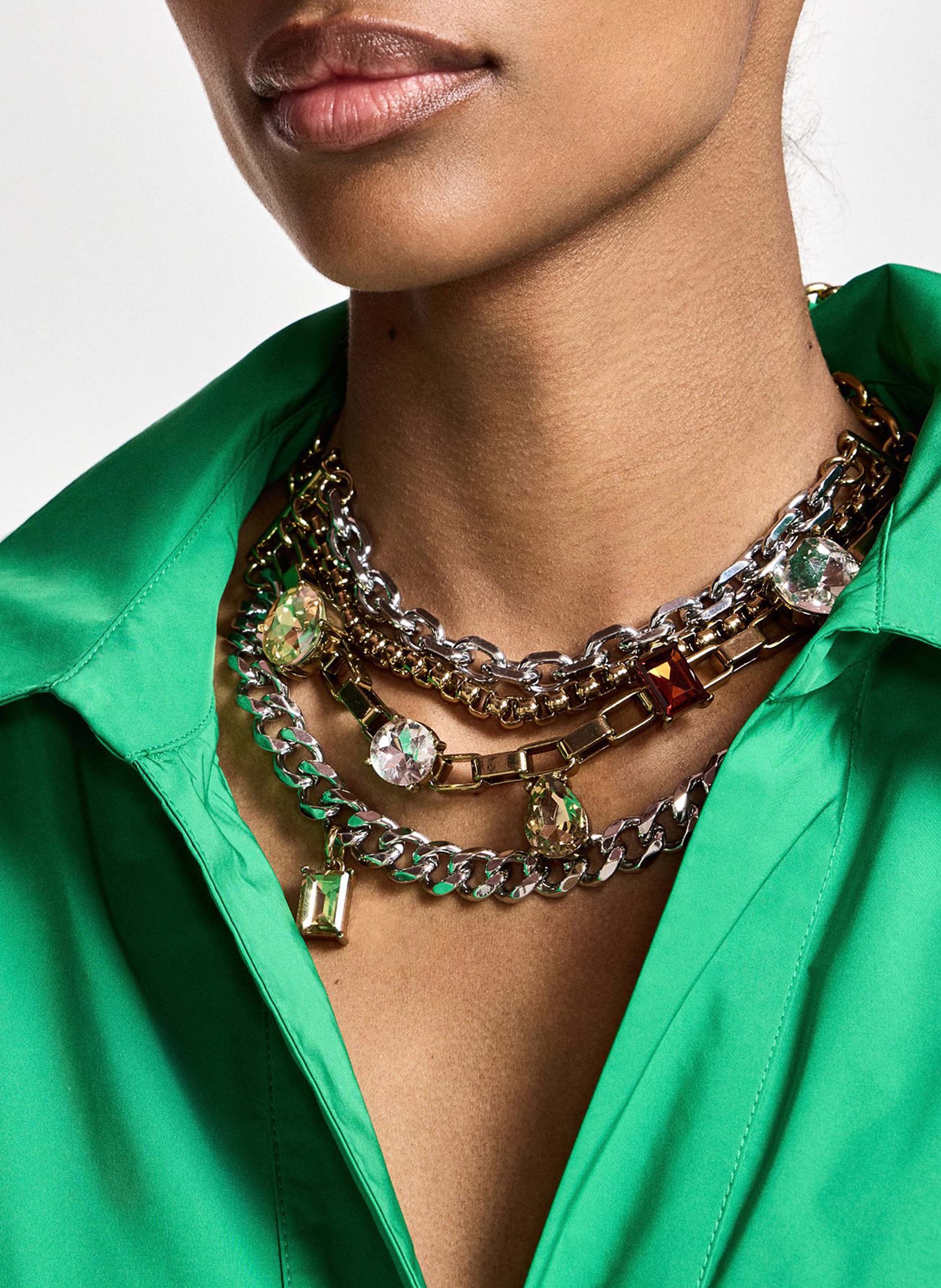 Korte oversized jurk met V-hals ESSENTIEL ANTWERP Groen