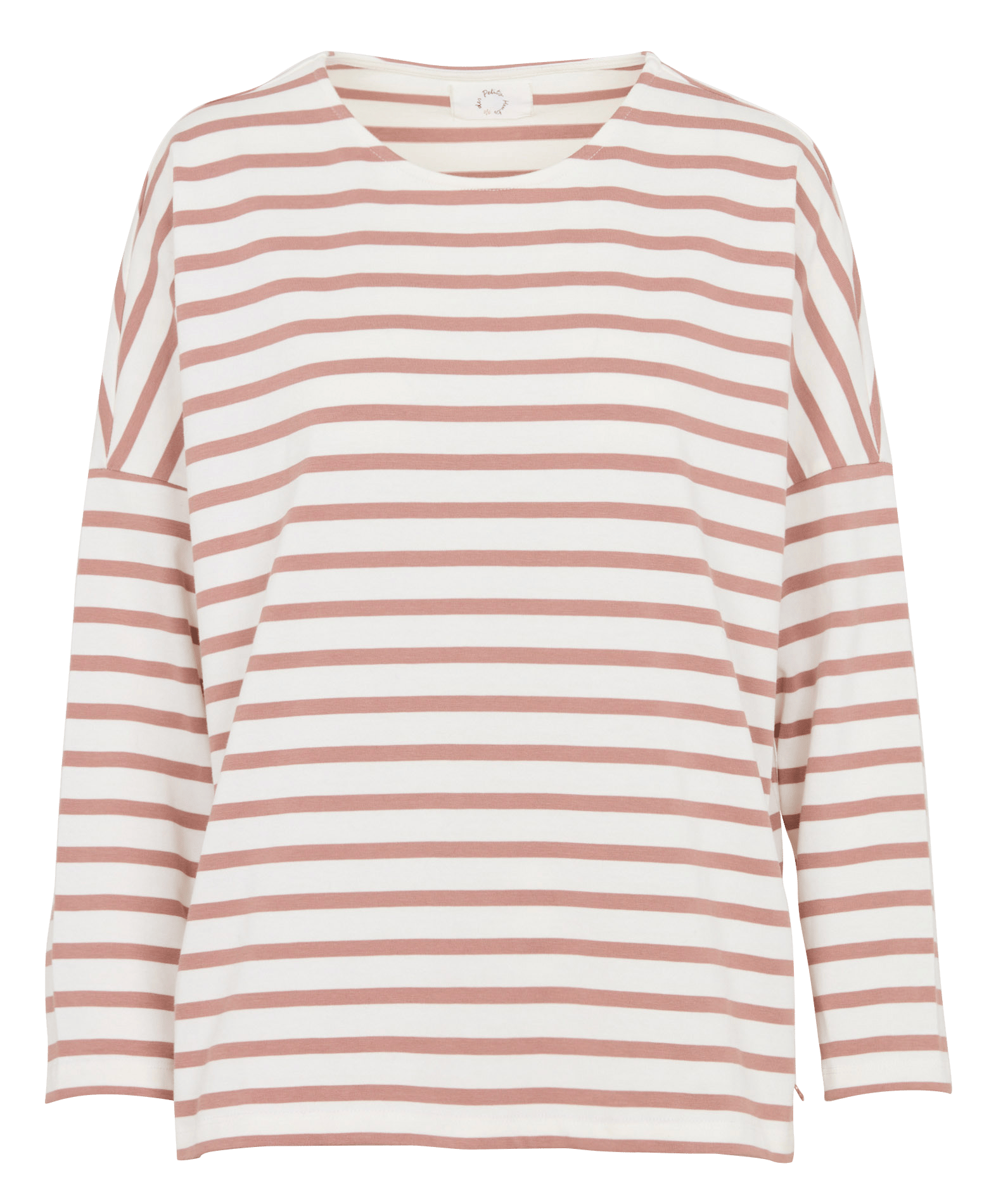 Tee-shirt oversize col rond en coton rayé DES PETITS HAUTS