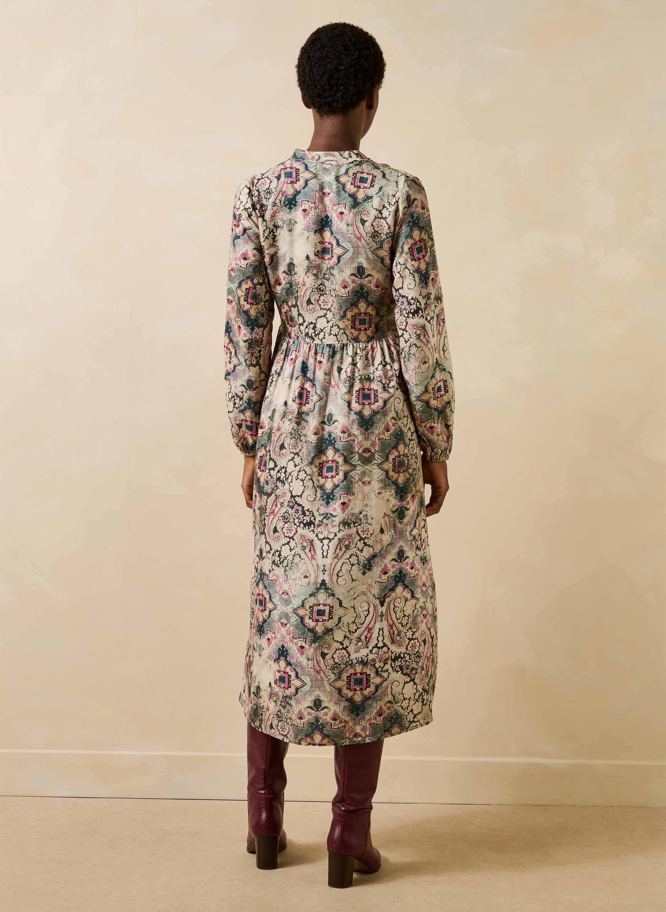 Straight long dress with print LA FEE MARABOUTEE White