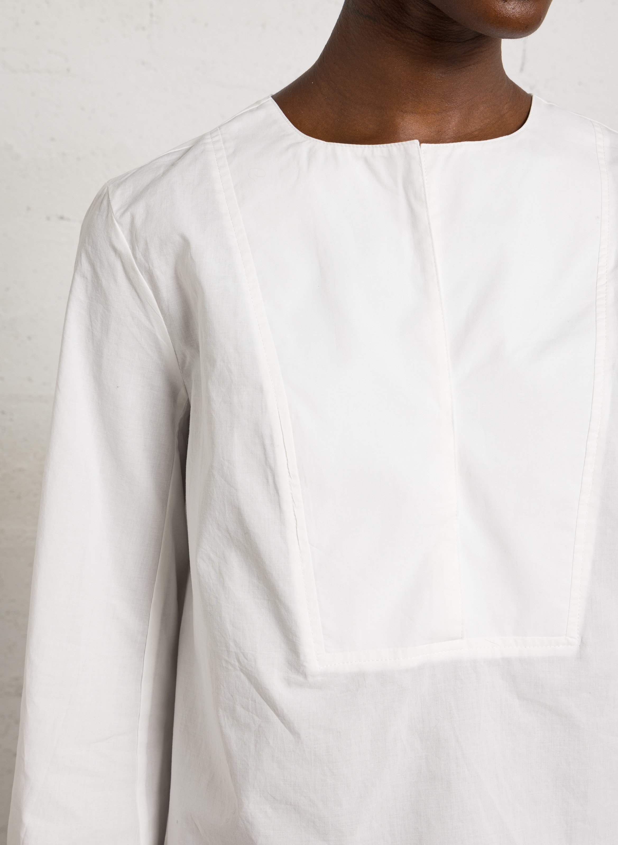Blouse oversize col tunisien en coton JC SOPHIE Blanc