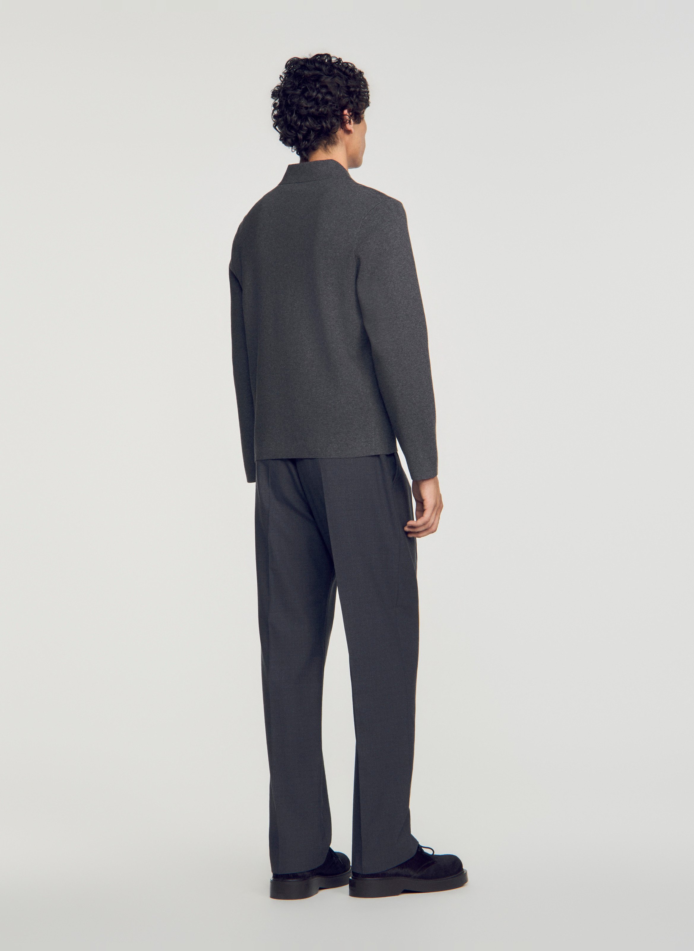 Rechte unikleurige cardigan met rits SANDRO Grijs