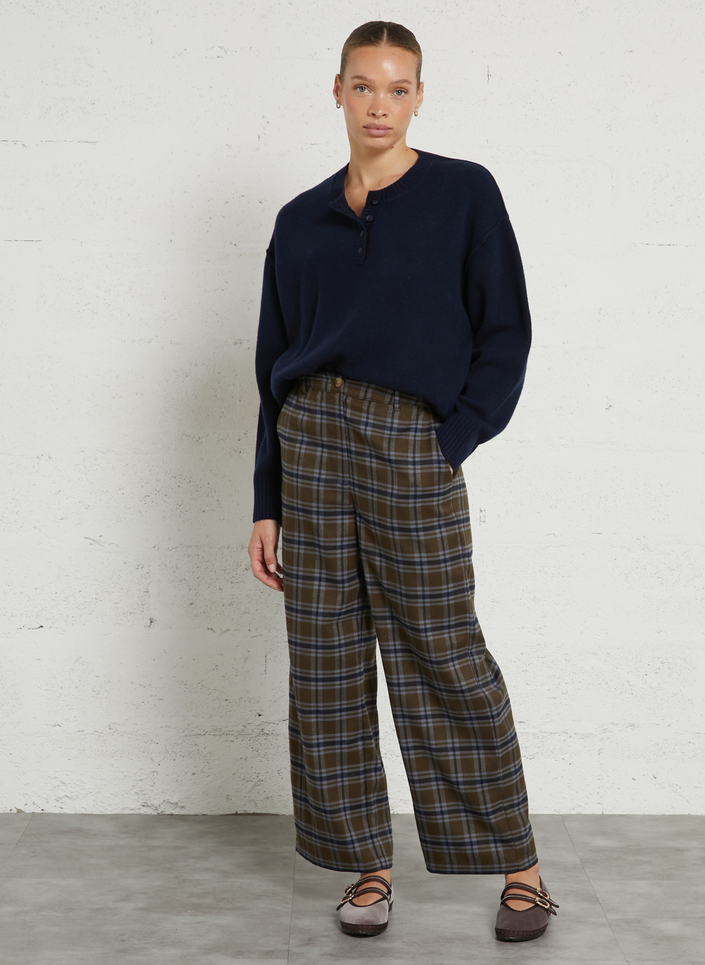 Pull col rond en laine BELLA JONES Bleu