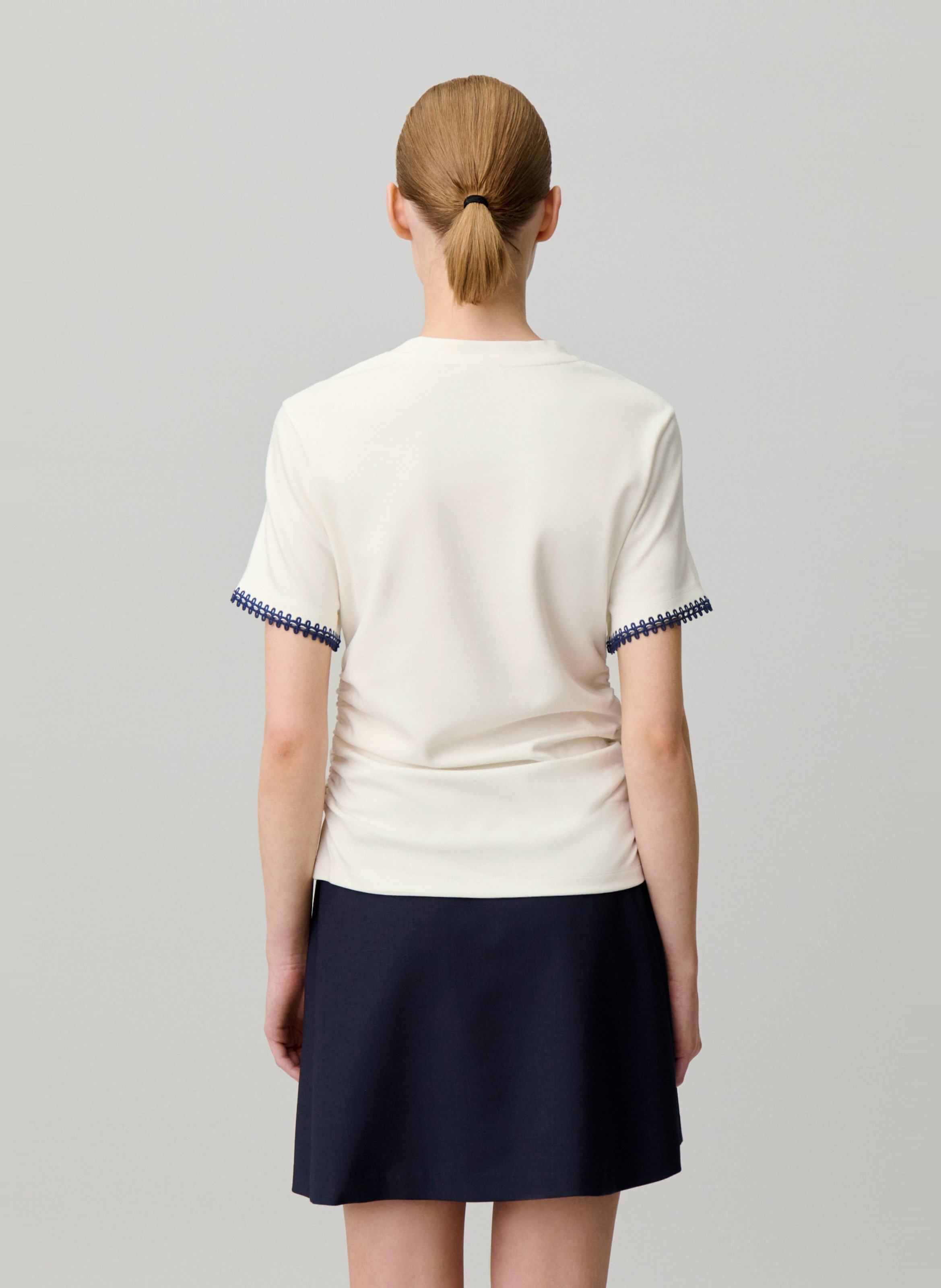 Tee-shirt droit col rond brodé CLAUDIE PIERLOT Beige
