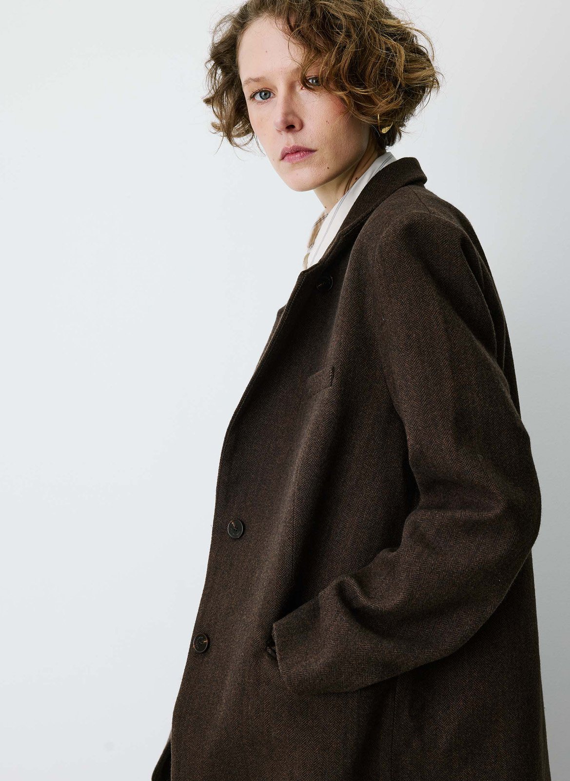 Plain structured tailored jacket GRACE ET MILA Brown