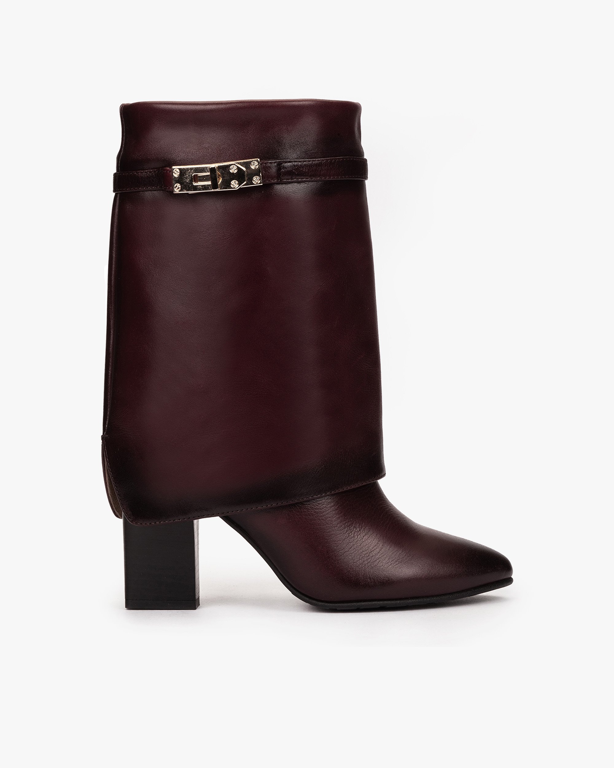 Black leather heeled booties. PEDRO MIRALLES Red