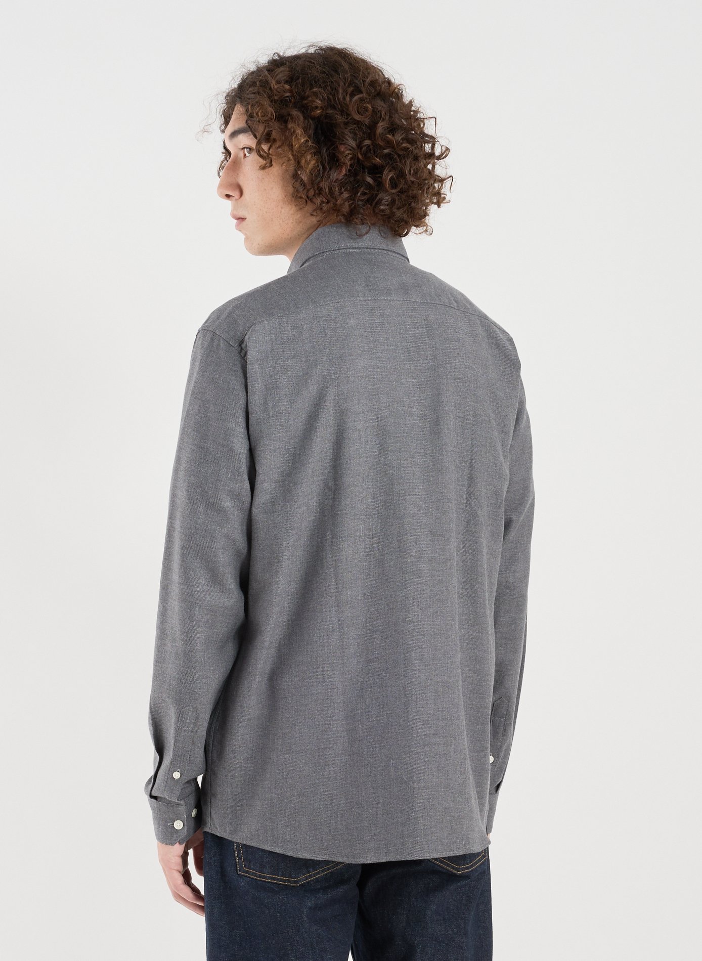 Straight-cut ribbed cotton shirt AU PRINTEMPS PARIS Grey