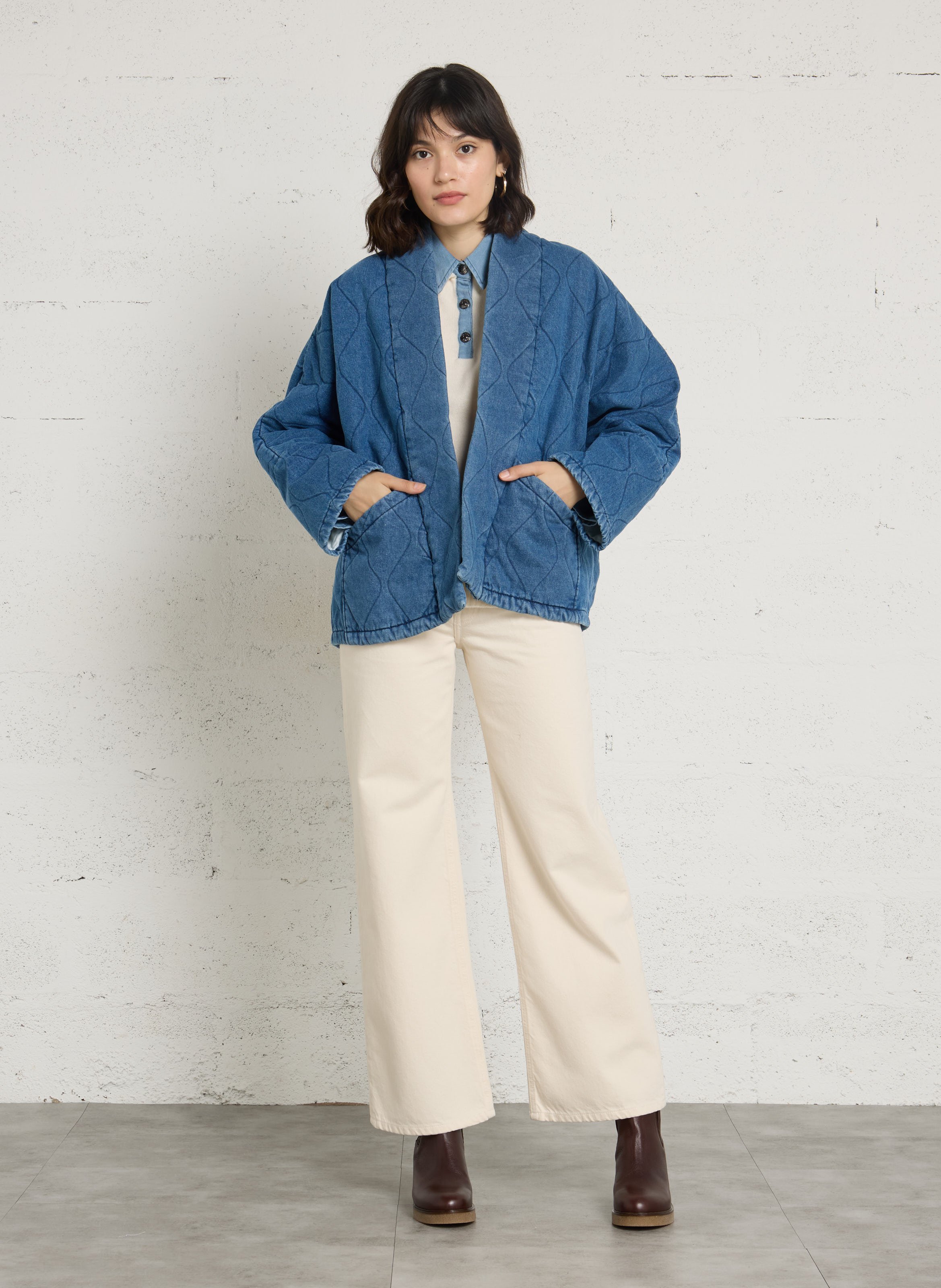 Steppjacke aus Baumwoll-Denim AOKYANOS Blau