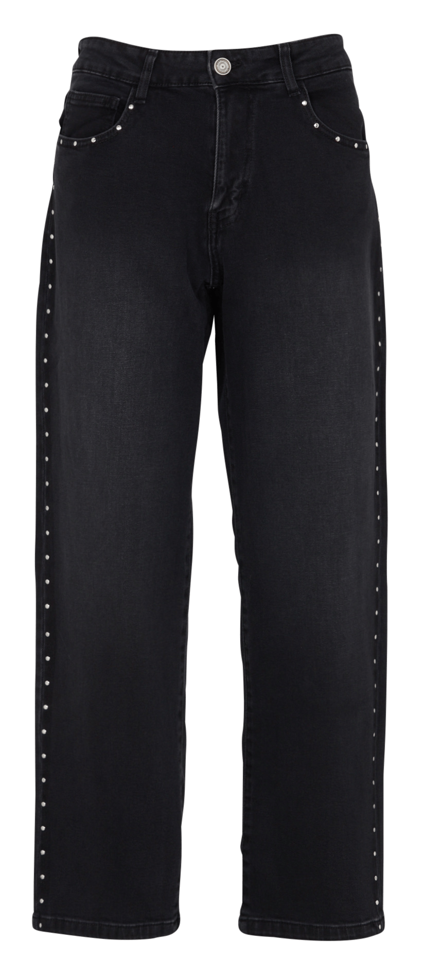 Straight-fit jeans met klinknageldetails van katoenmix SUD EXPRESS Zwart