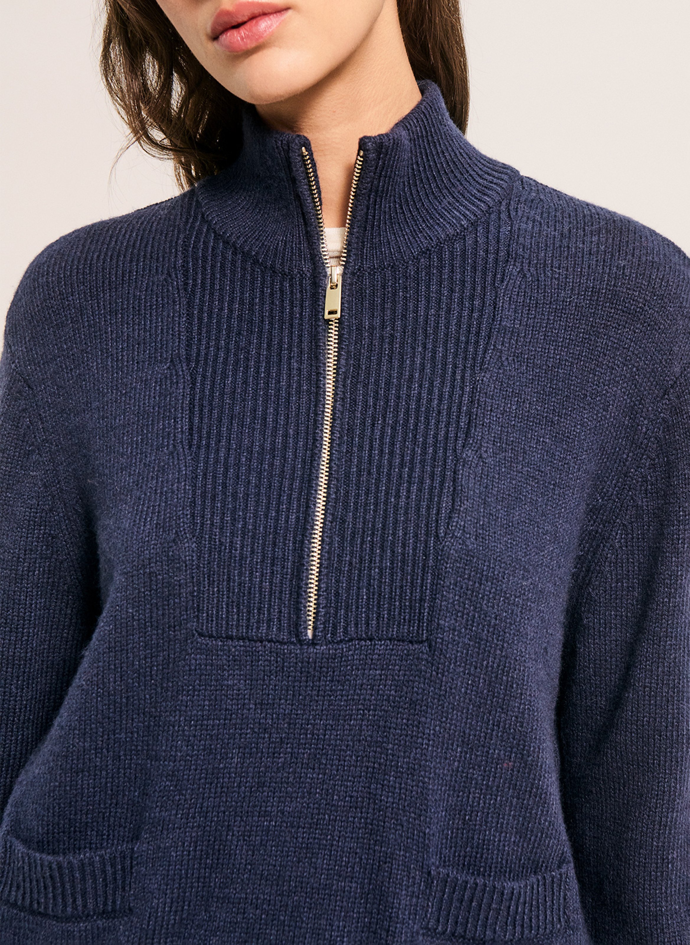 Wool-blend sweater with zippered high neck PABLO Blue