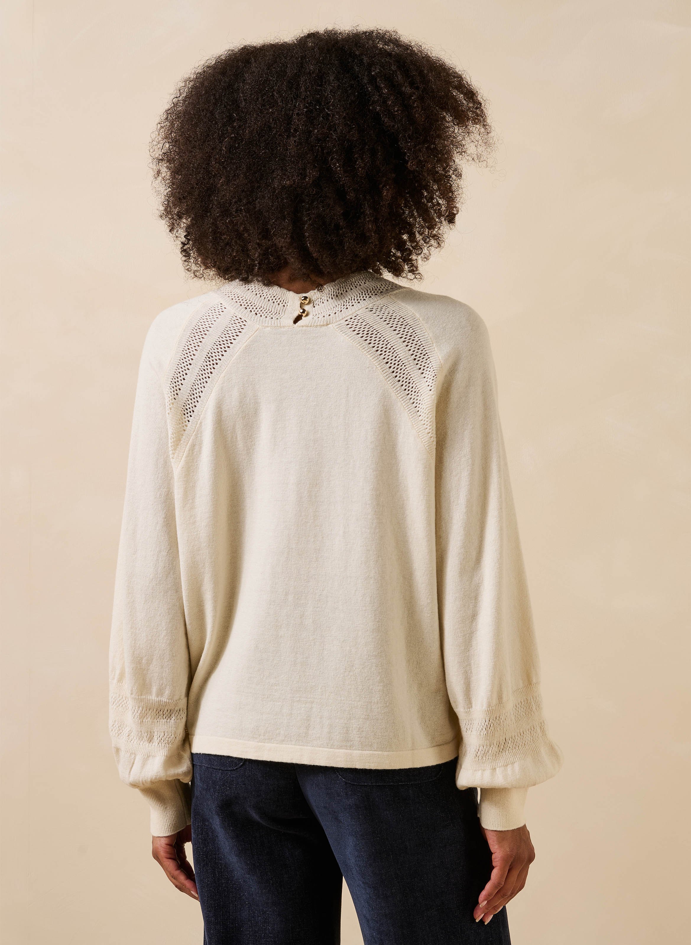 Oversized sweater in wool and organic cotton LA FEE MARABOUTEE White