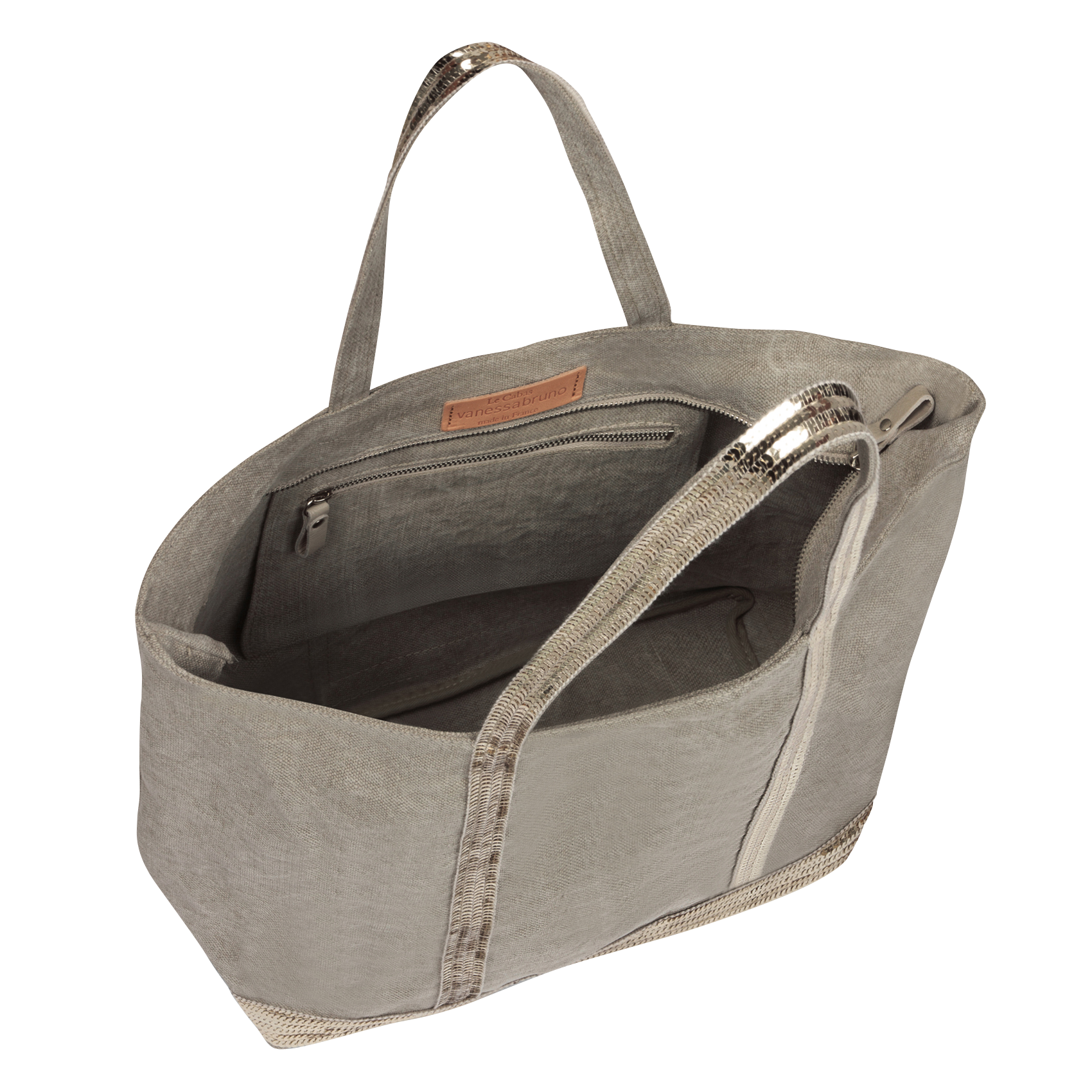 Leinen-Shopper mit Paillettenstickerei VANESSA BRUNO Beige