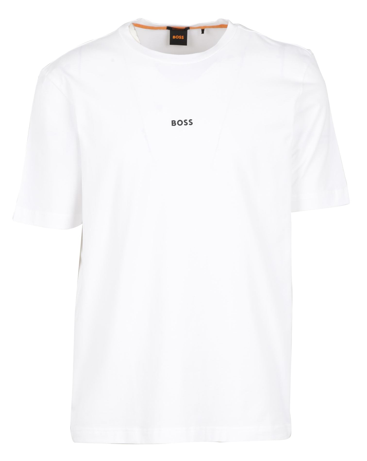 Round-neck cotton-blend T-shirt with screen print BOSS White
