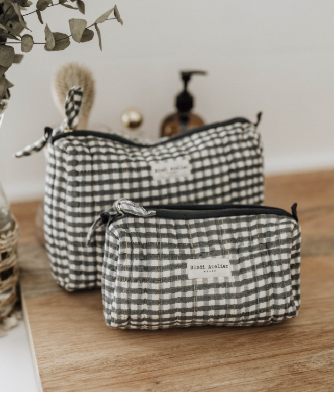 Lurex and gingham make-up case BINDI ATELIER Multicolored