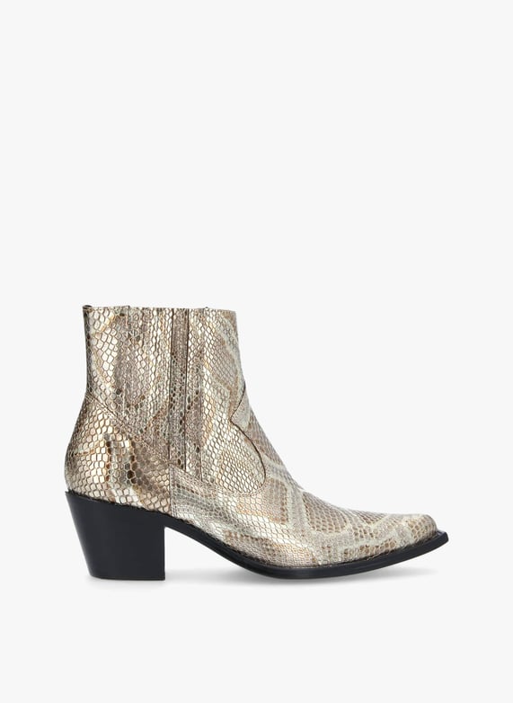 Golden Western snake print leather Chelsea boot
