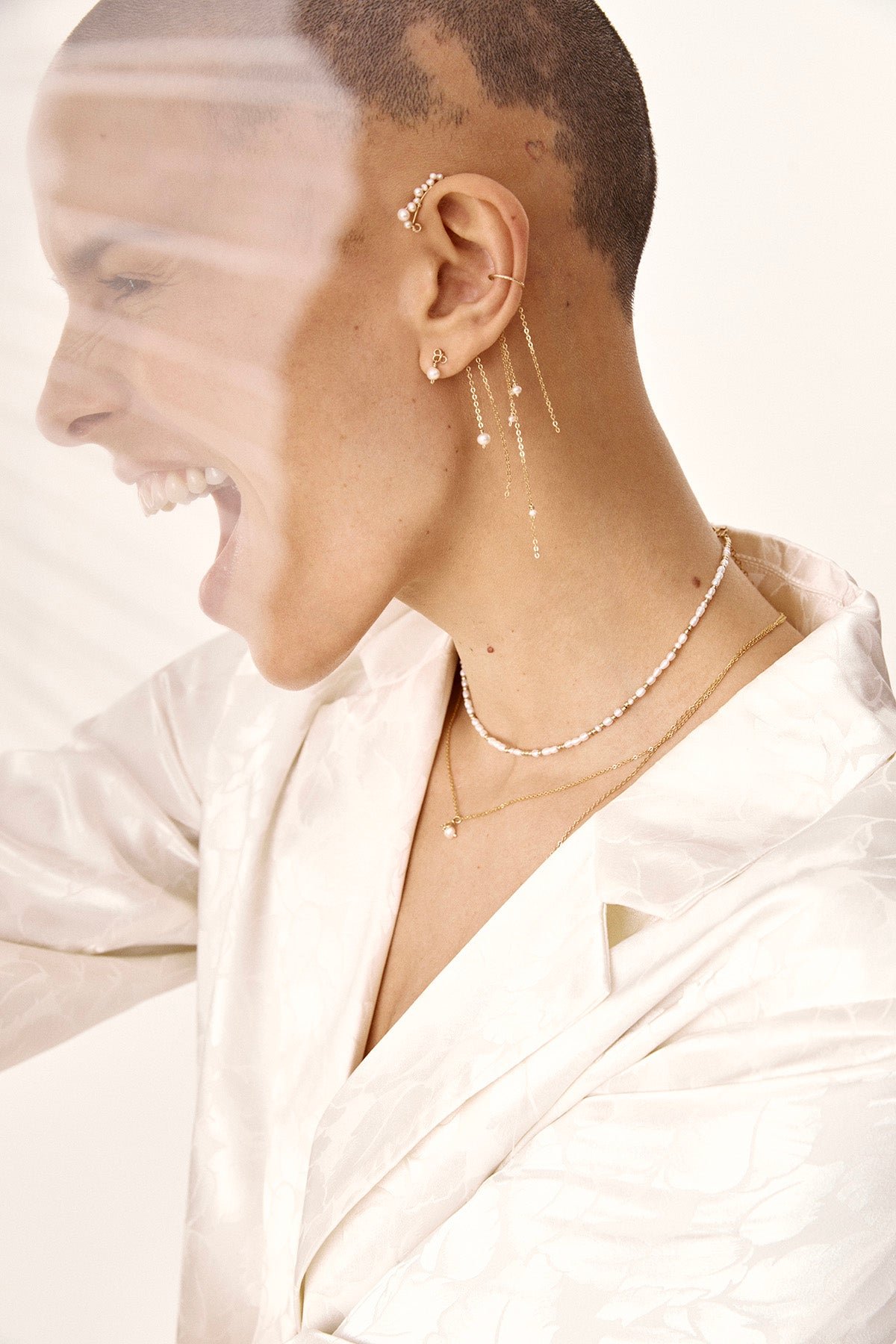 Faraya Pearl Ear Cuff YAY White