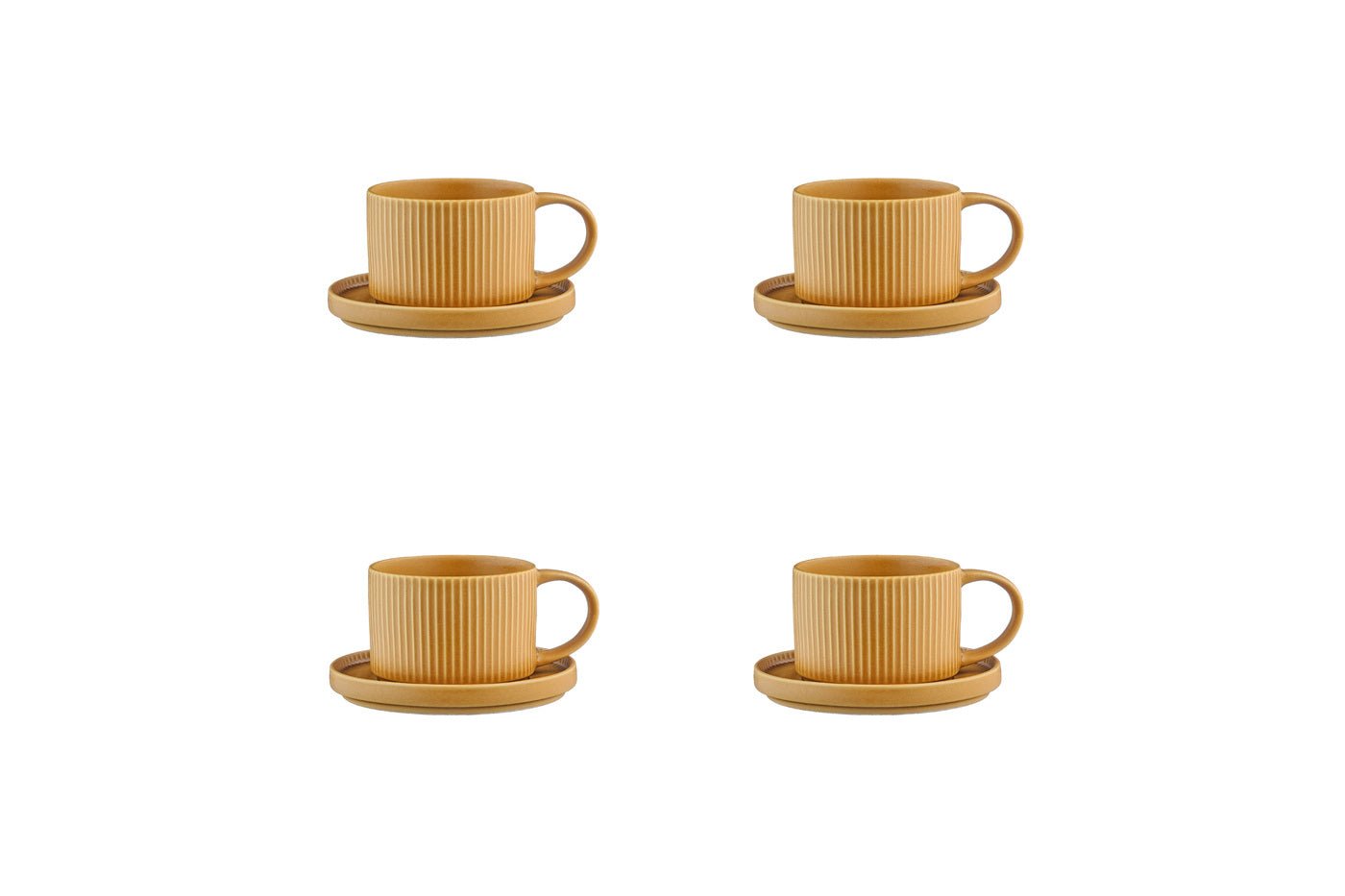 Stoneware Cup 15cl and Saucer - 8 pieces BJORN Yellow