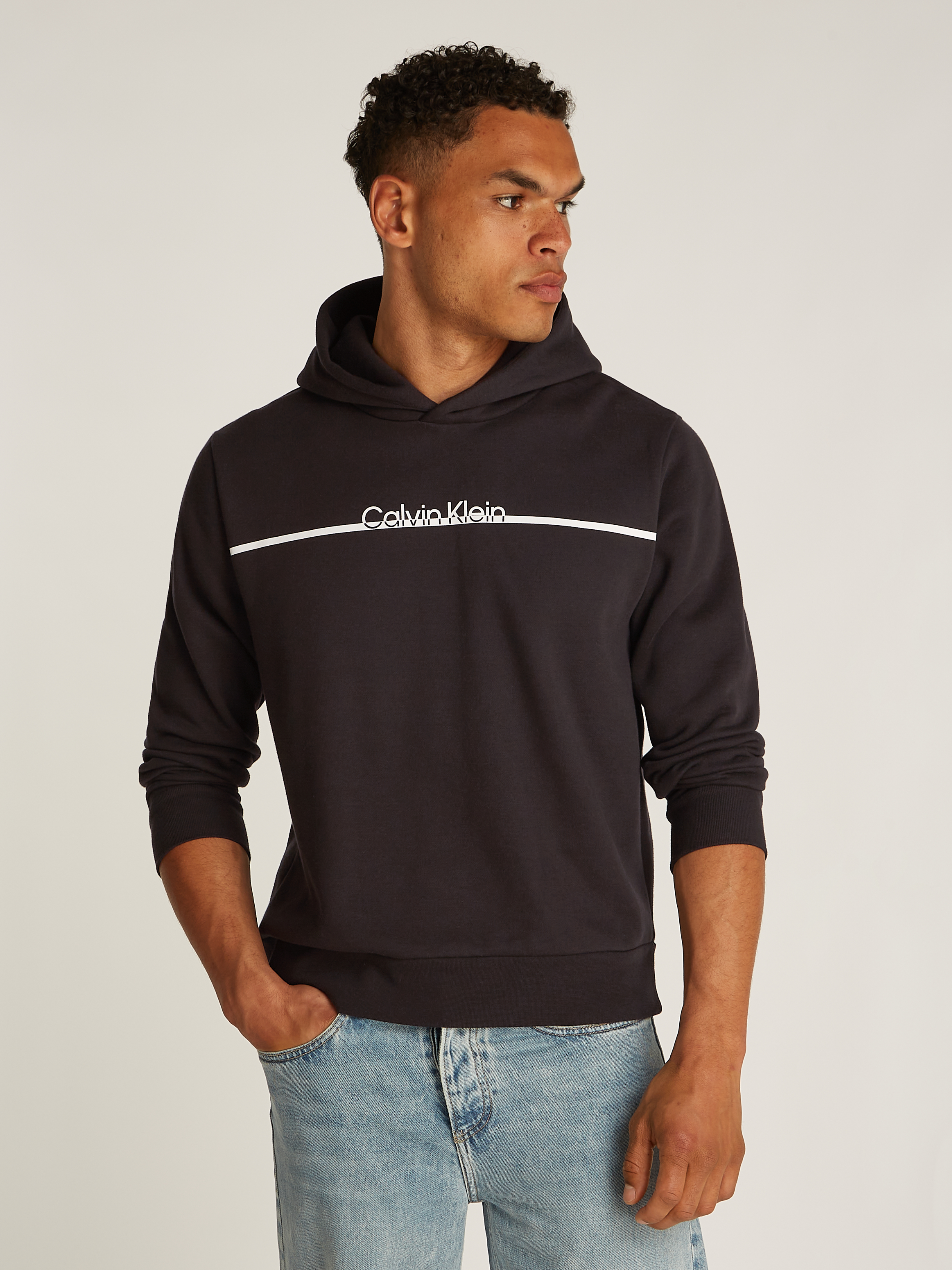 Mens black calvin klein sweatshirt on sale