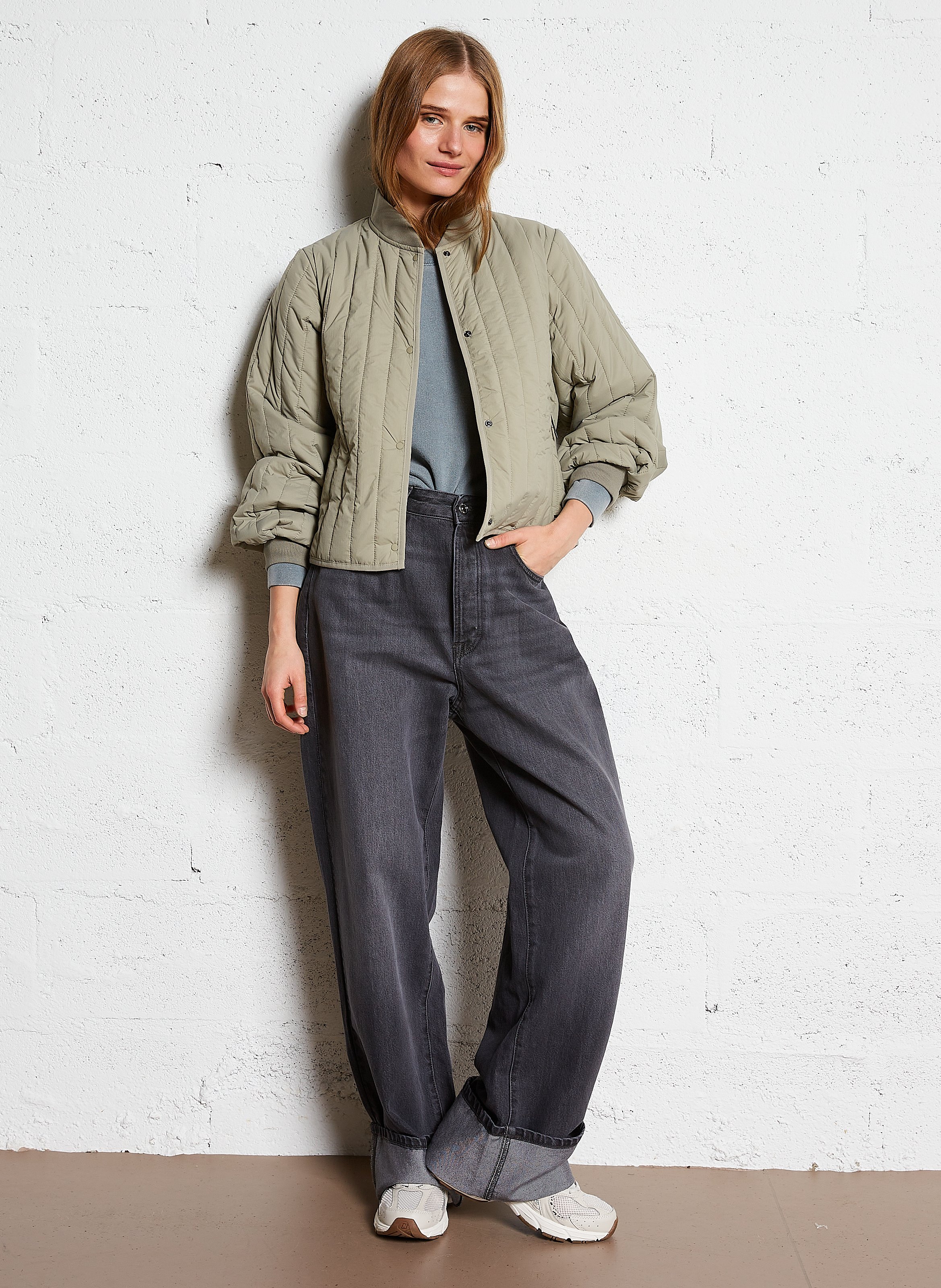 Quilted straight jacket RAINS Green