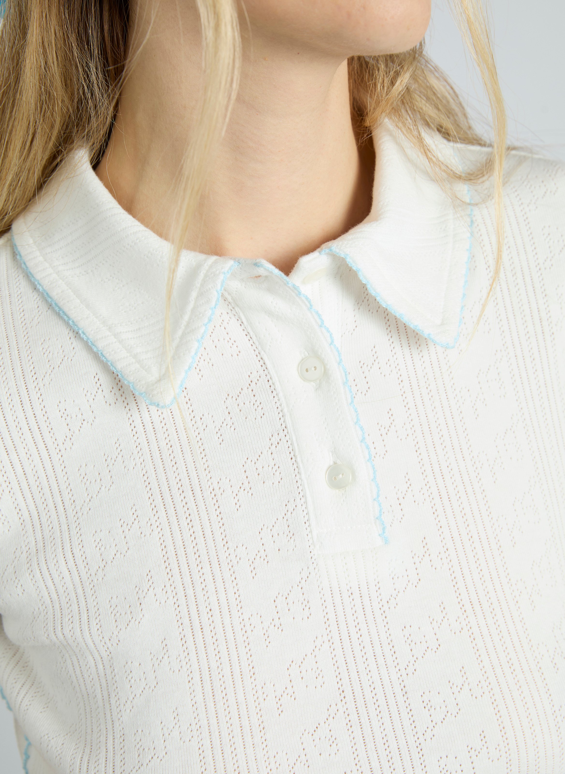 Short-sleeved perforated polo DAMSON MADDER White