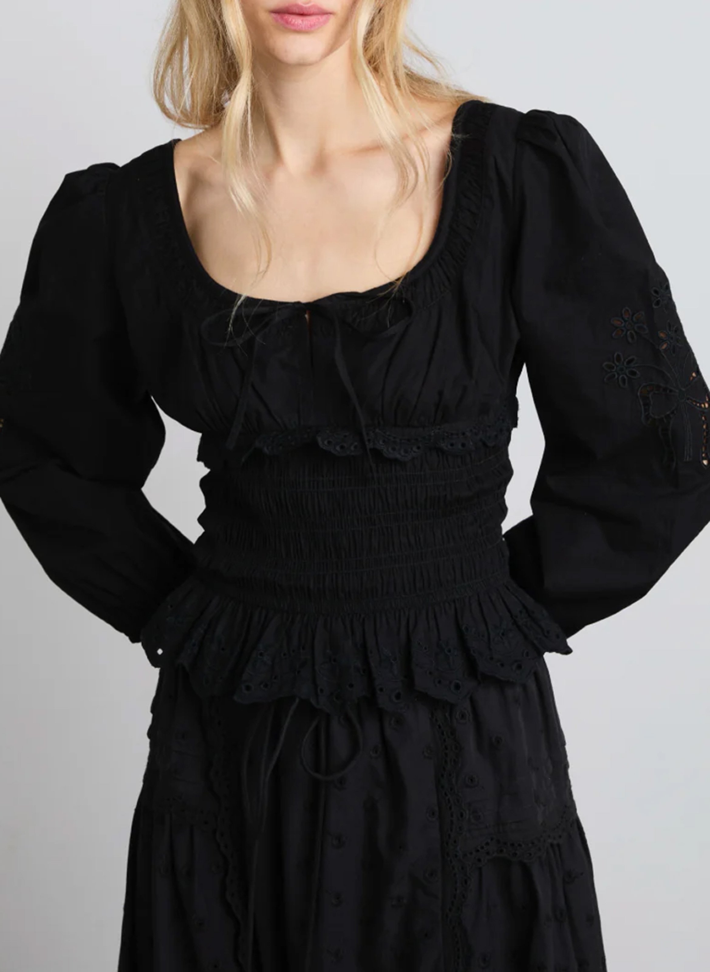 Ruched Long Sleeve Top DAMSON MADDER Black