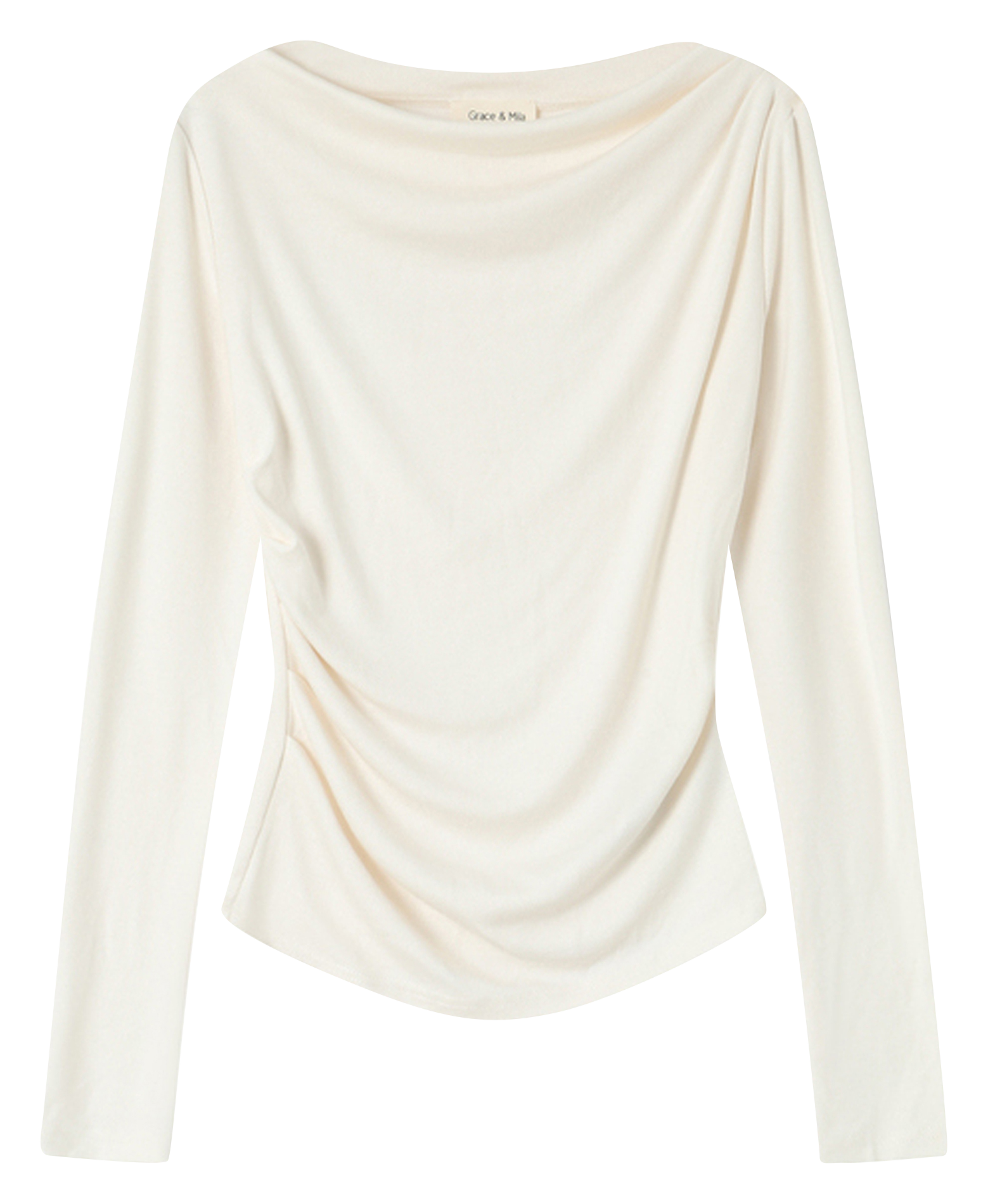Boat-neck crepe sweater GRACE ET MILA Beige