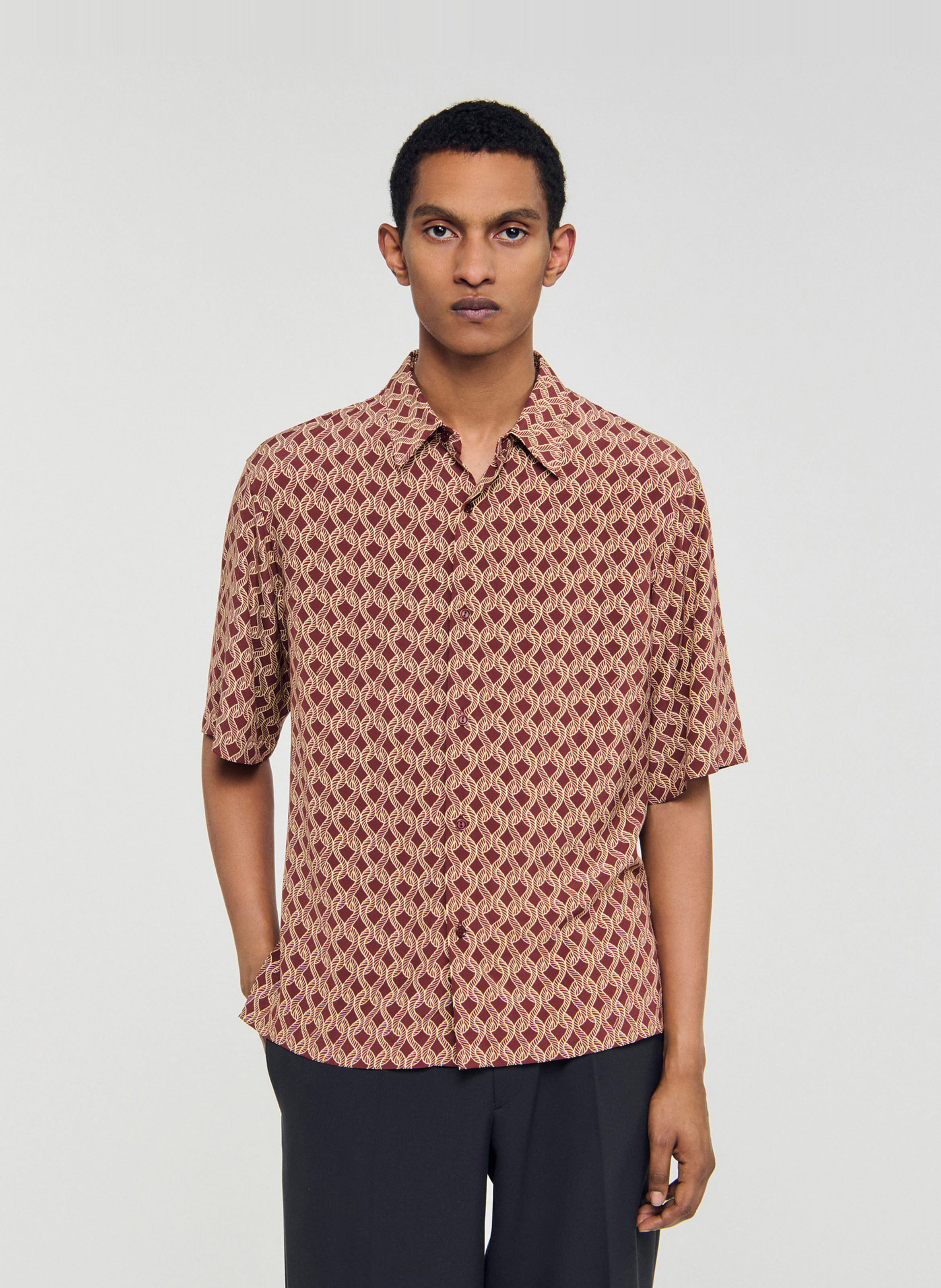 Blouse met klassieke kraag en print SANDRO Bruin