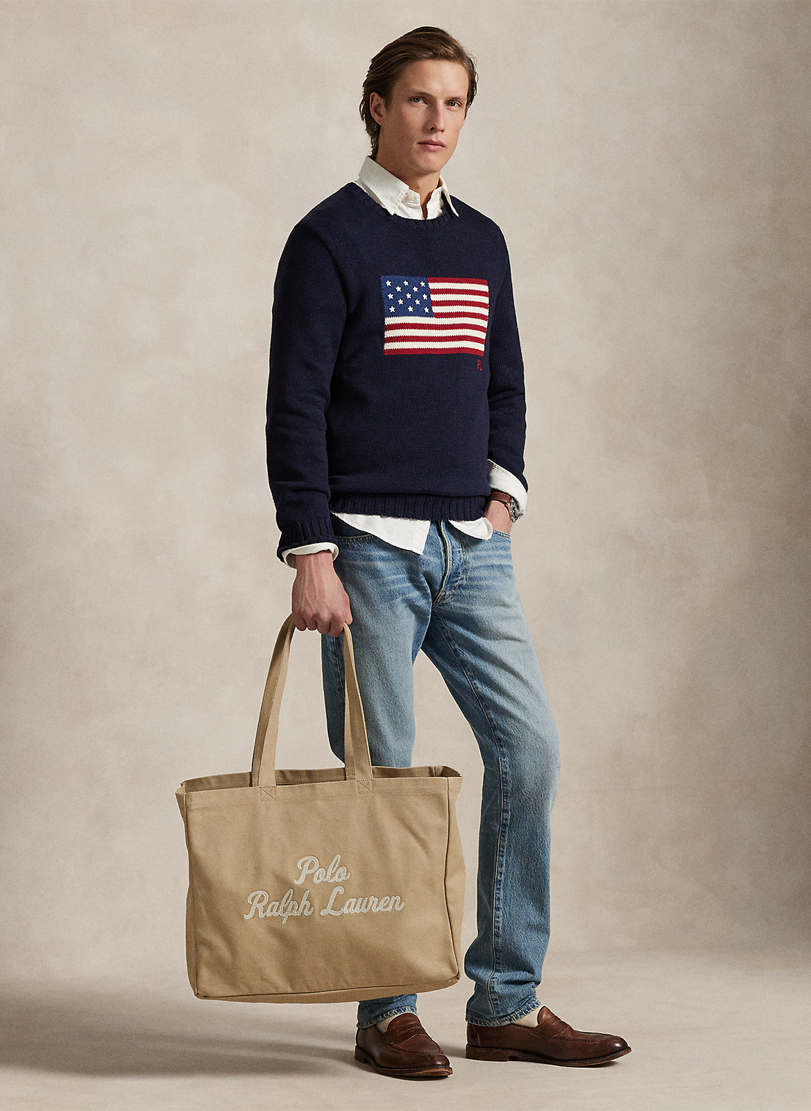 Tote bag en coton POLO RALPH LAUREN Beige