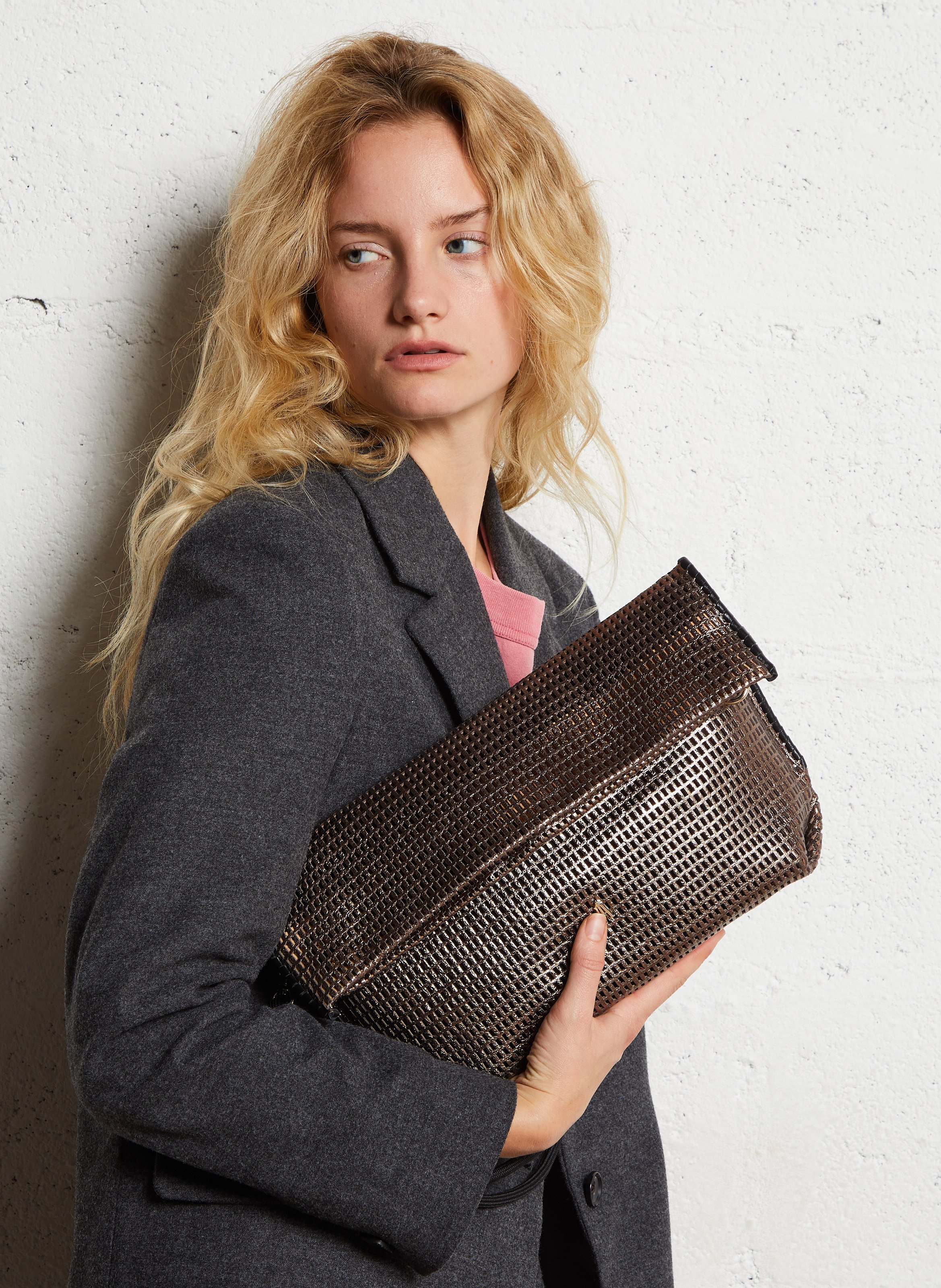 Sac bandoulière en cuir ajouré CRAIE STUDIO Doré