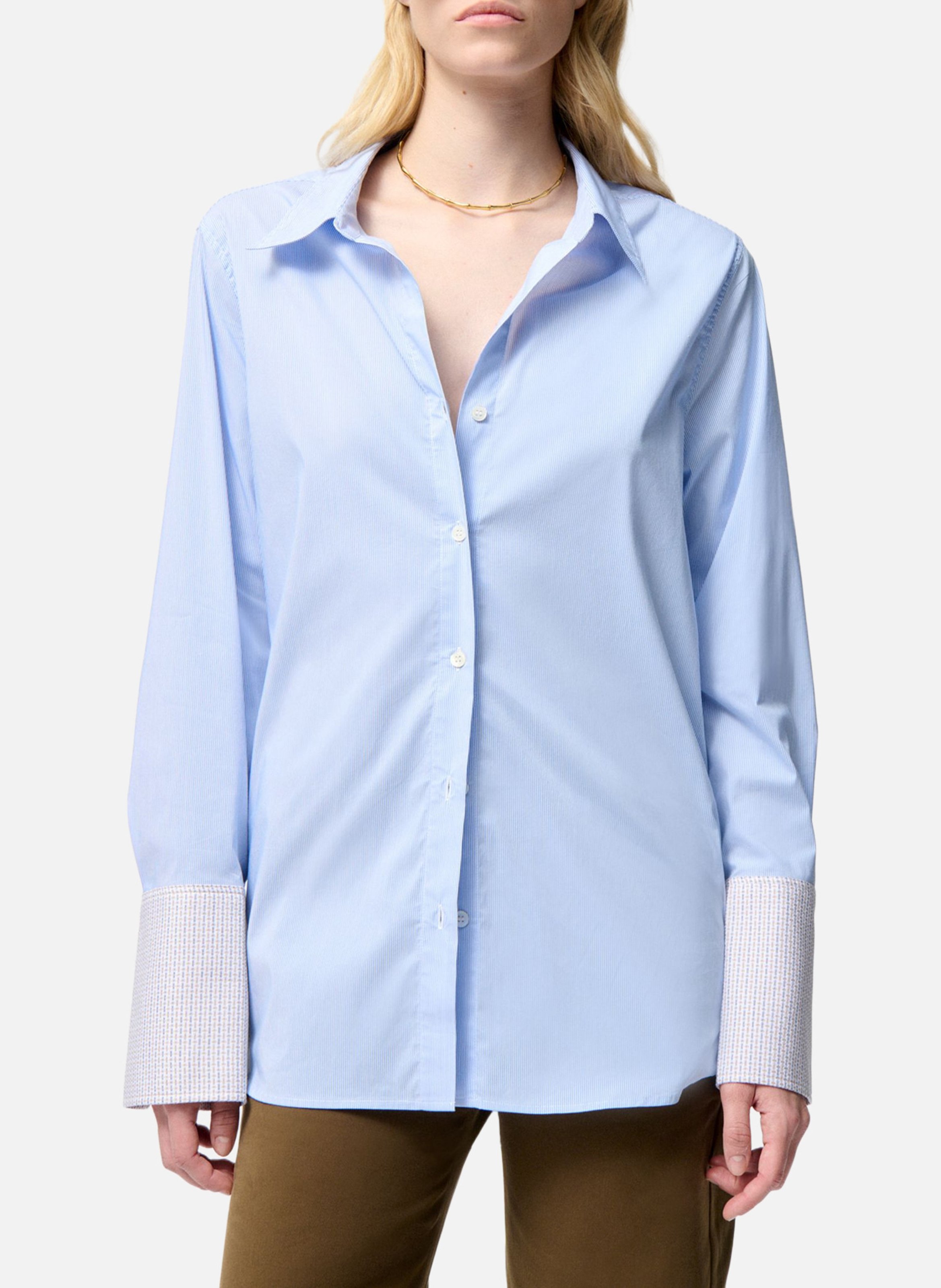 Chemise droite col classique en coton mélangé VANESSA BRUNO Bleu