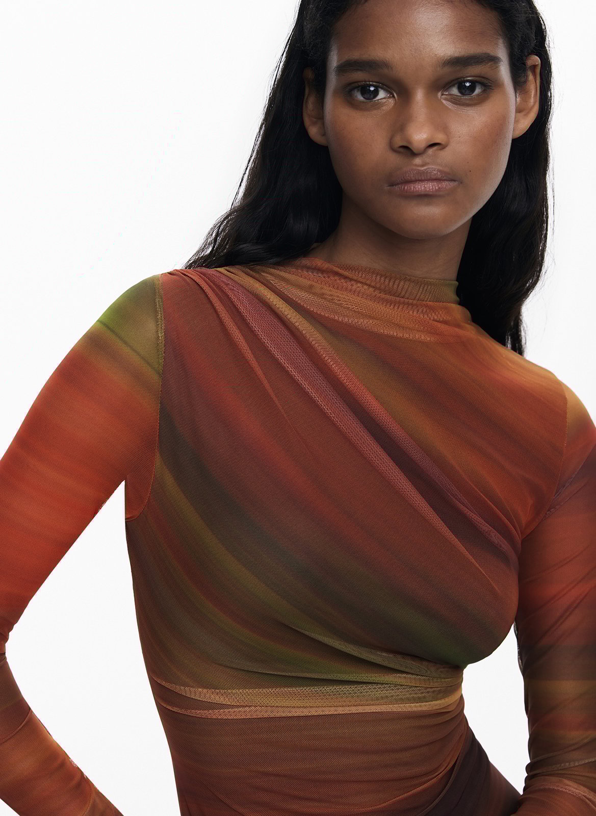 Robe courte drapée à rayures  DESIGUAL Orange