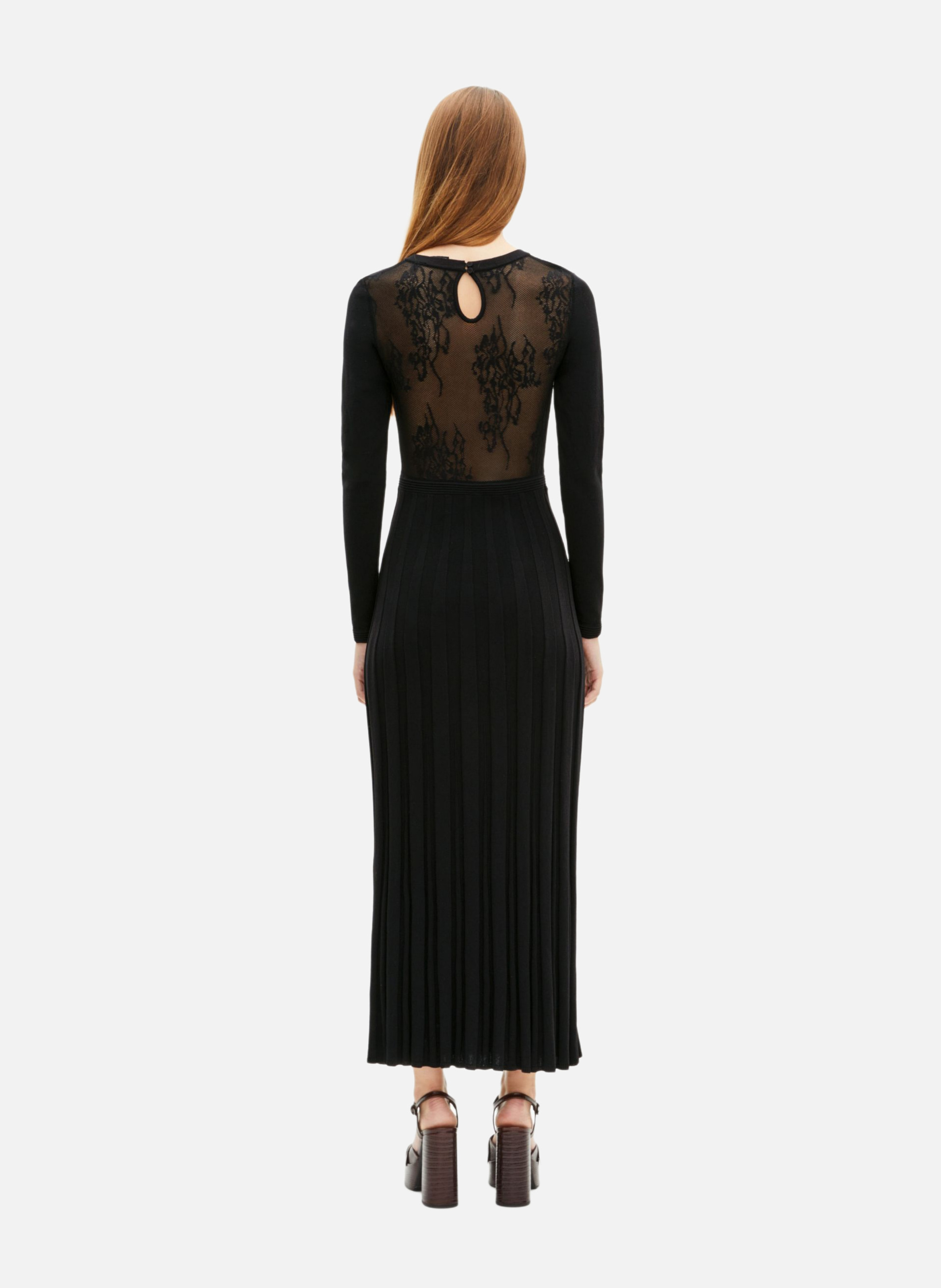 Long knitted dress with lace THE KOOPLES Black